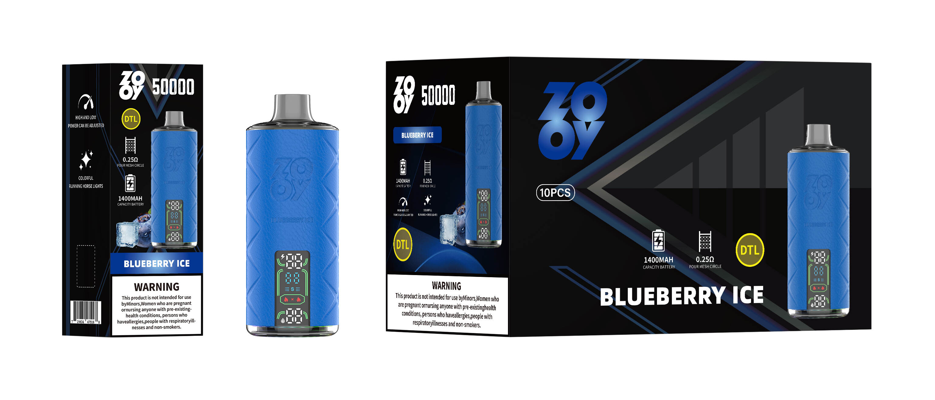 ZOOY → Disposable → SHISHA 50000 → Blueberry Ice Packaging → DE