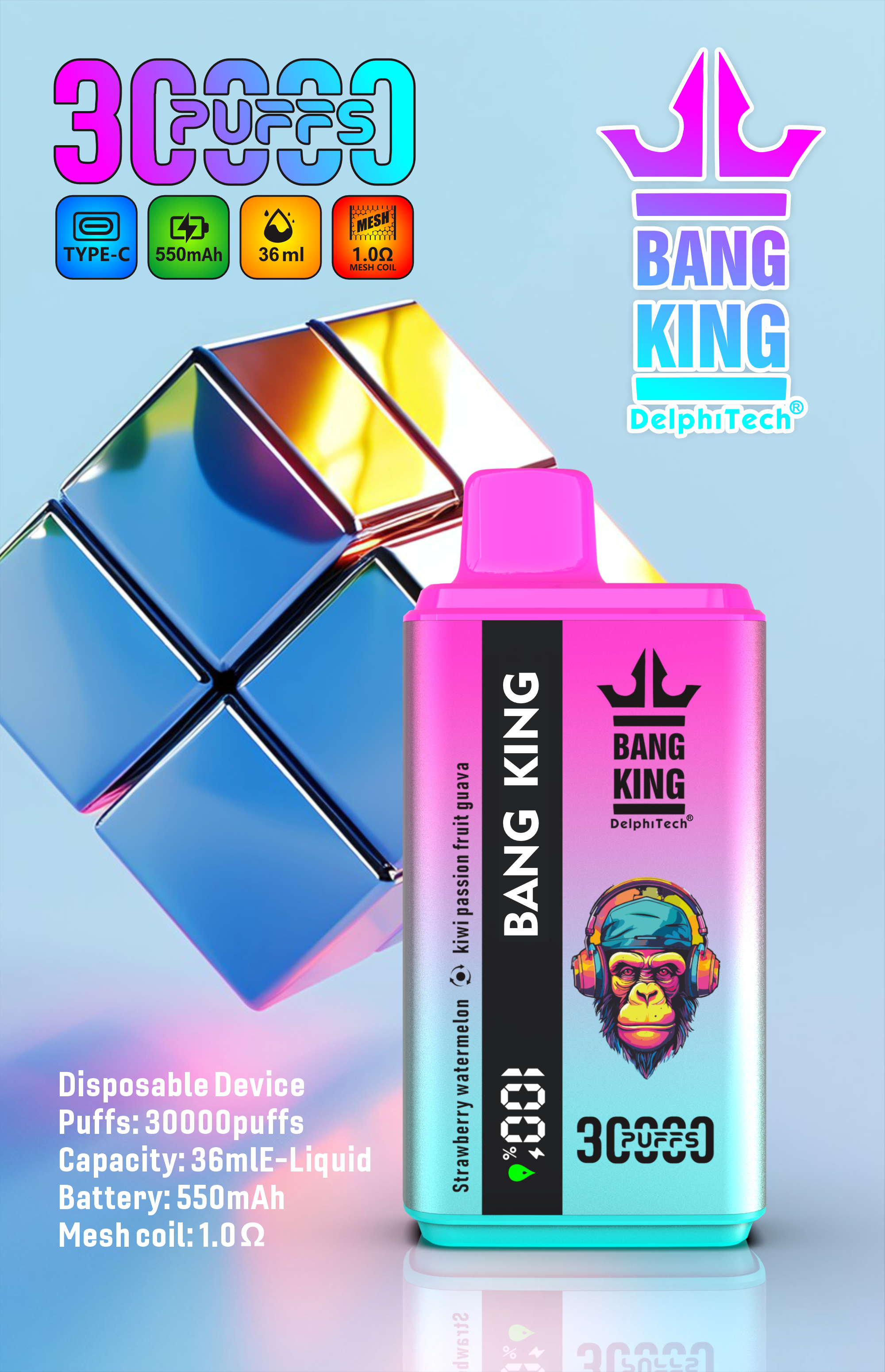 dobbelt smag vape; 30000 Puffs engangs; skiftbare vape -smag; Bang King 30k; Vape Tyskland; Køb Vape Sverige