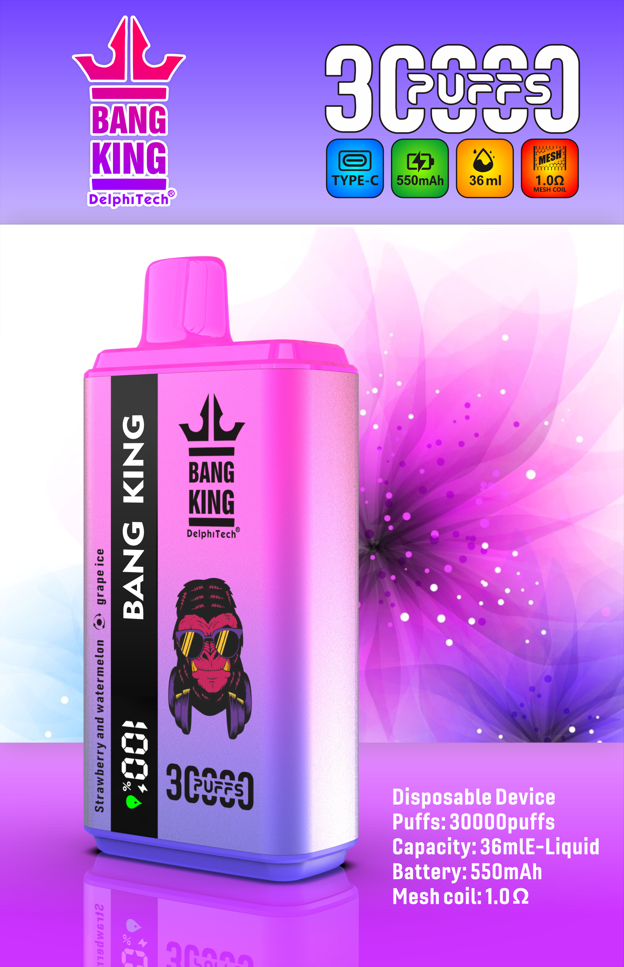 dobbelt smag vape; 30000 Puffs engangs; skiftbare vape -smag; Bang King 30k; Vape Tyskland; Køb Vape Sverige