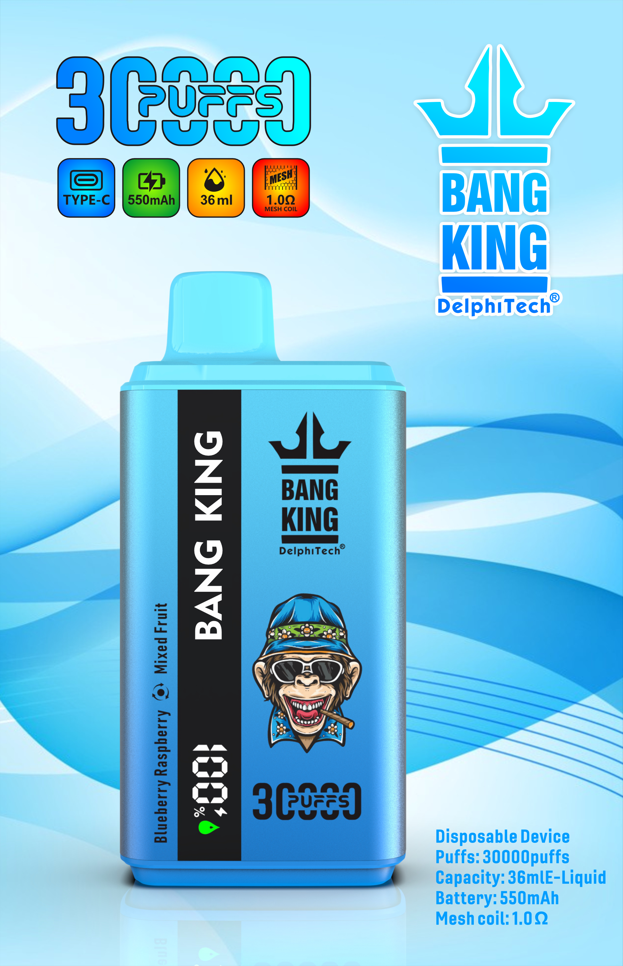 dobbelt smag vape; 30000 Puffs engangs; skiftbare vape -smag; Bang King 30k; Vape Tyskland; Køb Vape Sverige