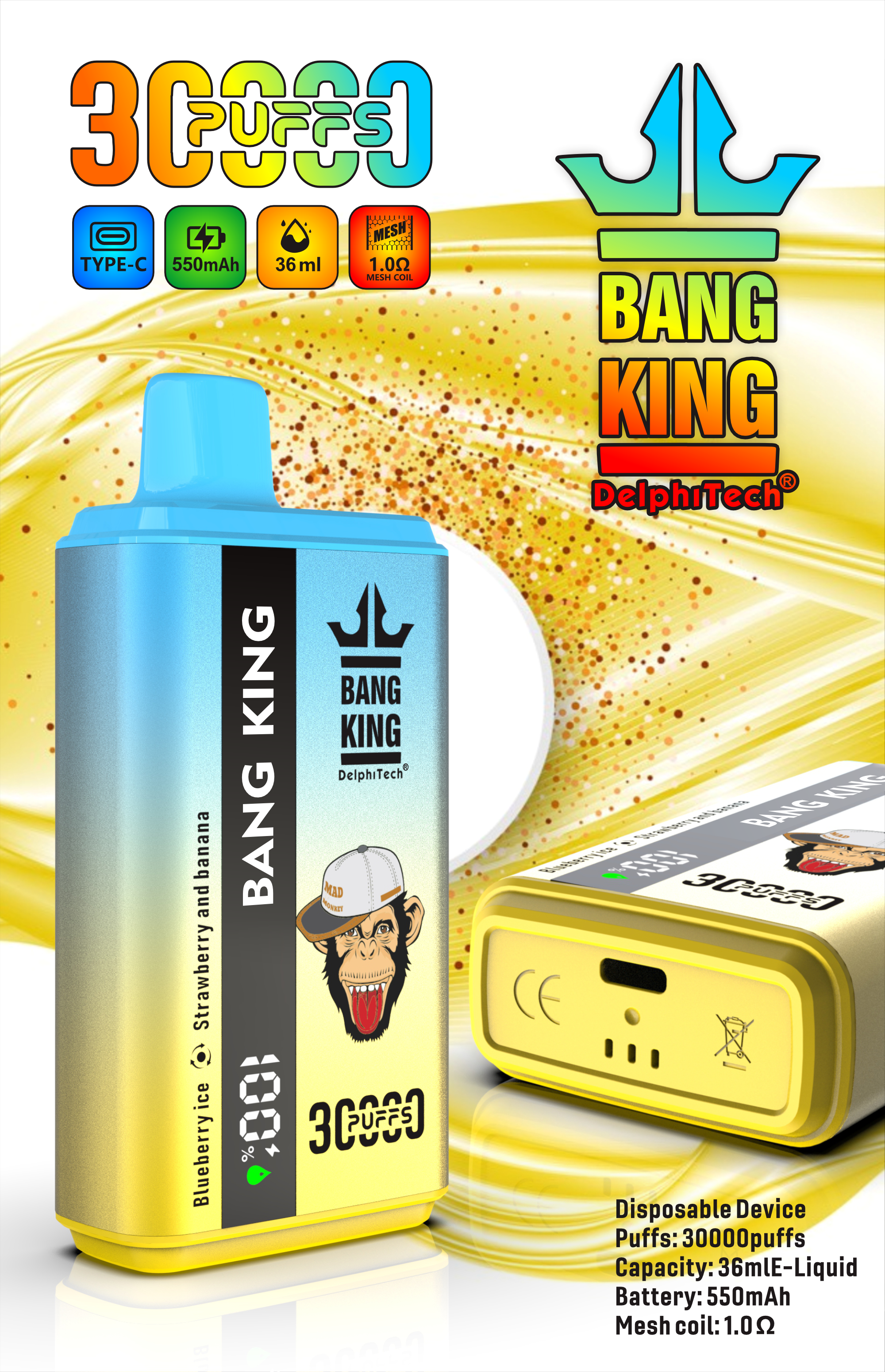 dobbelt smag vape; 30000 Puffs engangs; skiftbare vape -smag; Bang King 30k; Vape Tyskland; Køb Vape Sverige