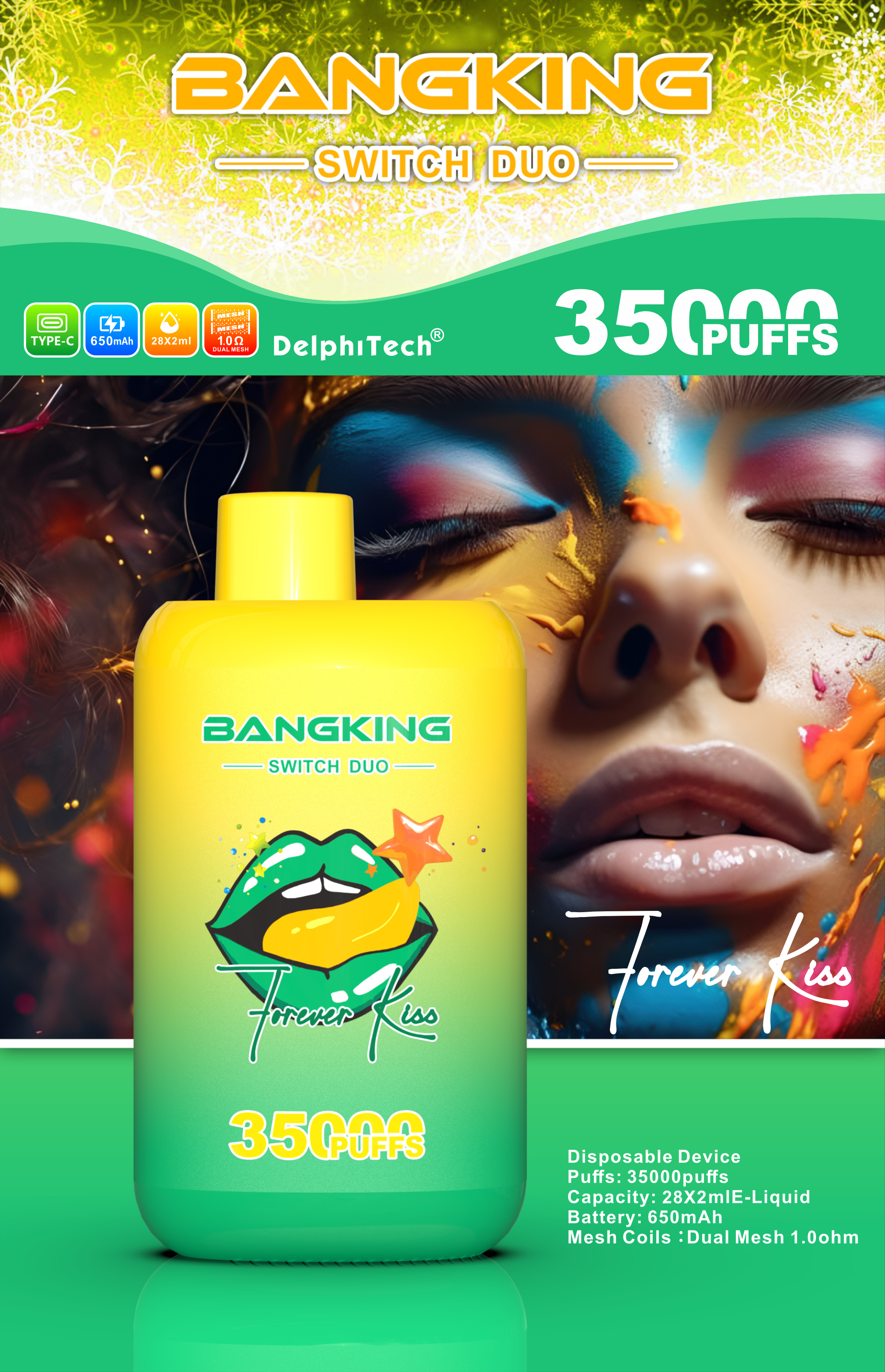 BANG KING SWITCH DUO 35K;Bang vape poland; dual flavor vape; switchable flavors disposable; rechargeable vape Europe; buy vape Germany; 35000 puff vape; Type-C vape; mesh coil vape; Germany e-cigarette
