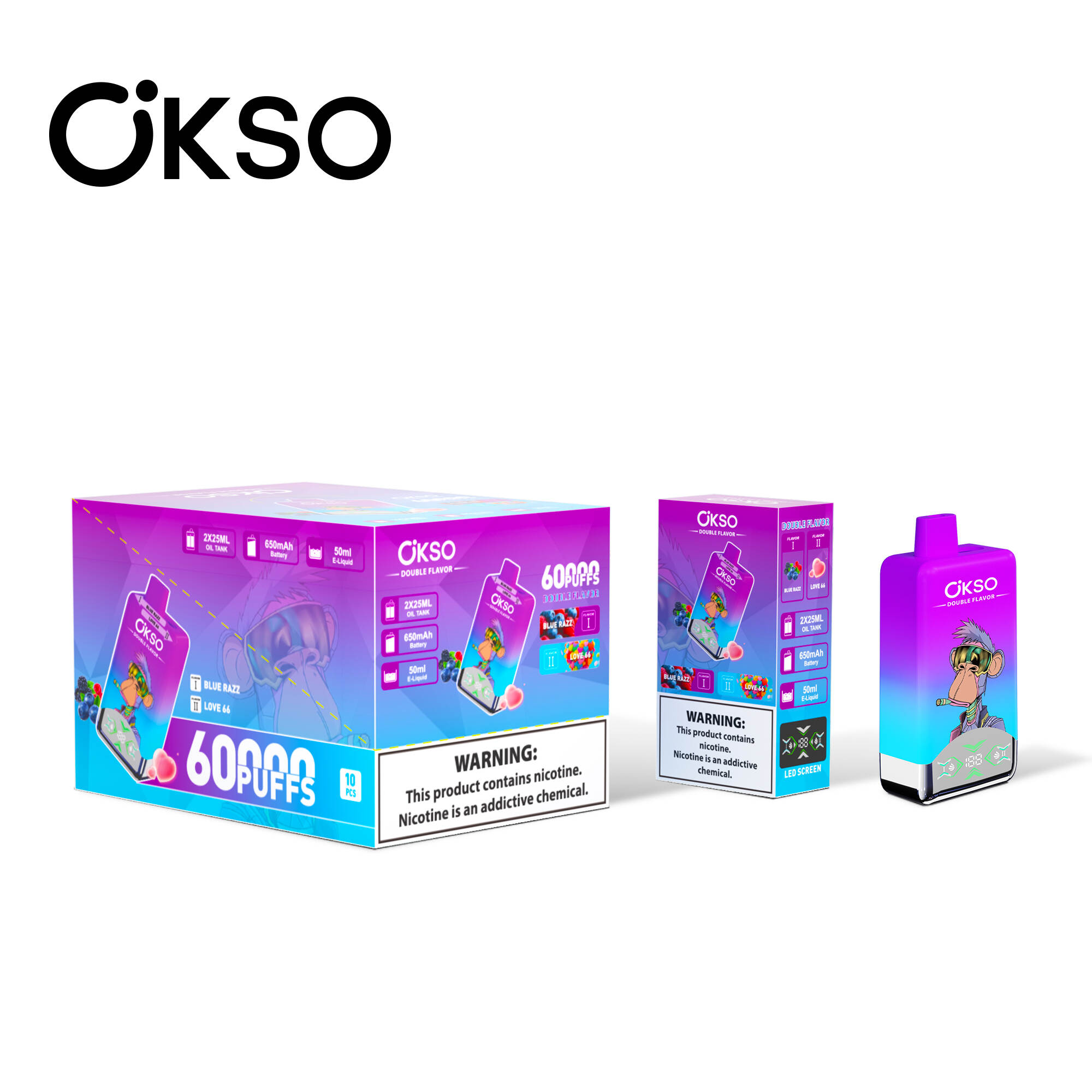 OKSO Double Flavor 60k - Blue Razz & Love 66