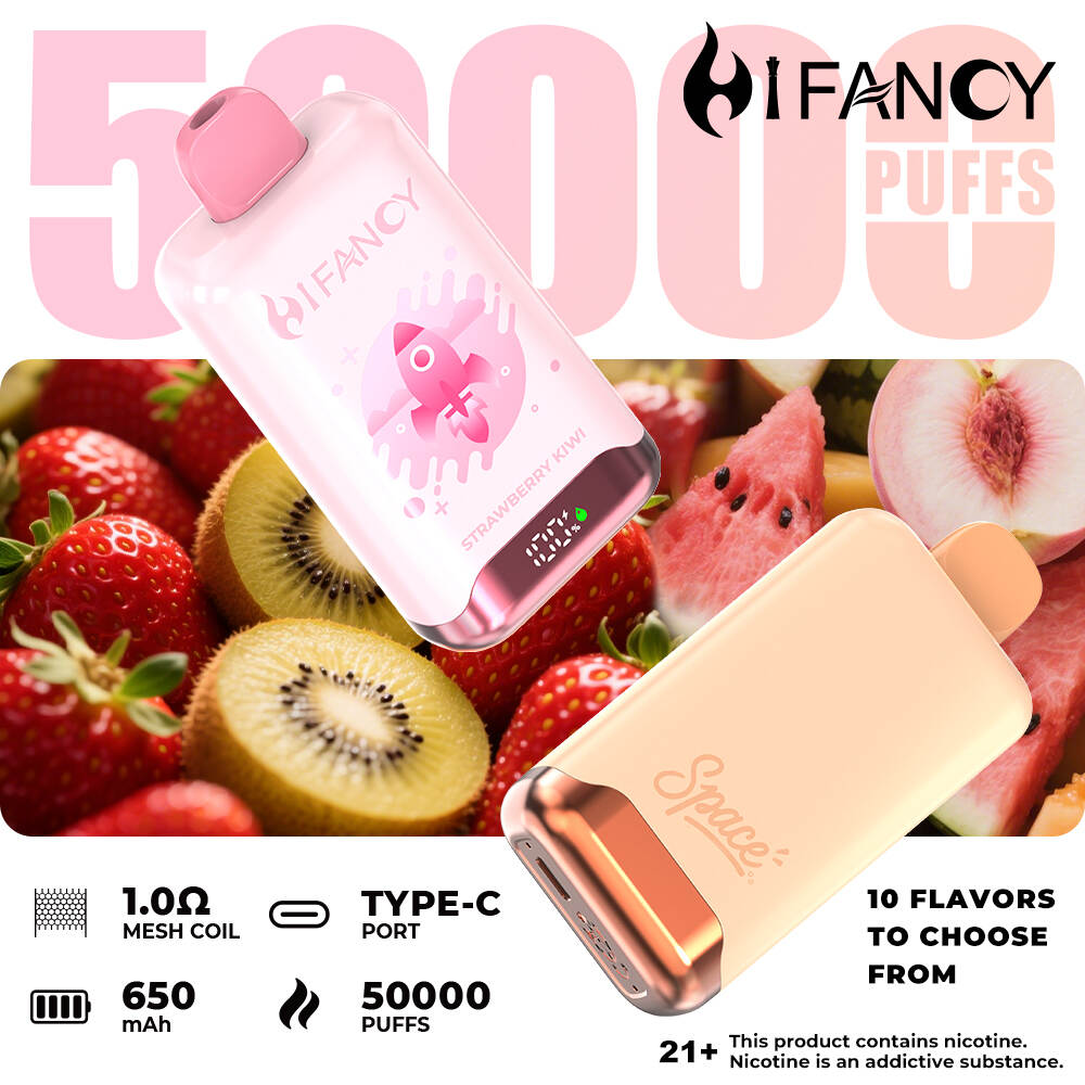 HIFANCY SPACE 50K — hero image, rechargeable 50,000-puff disposable