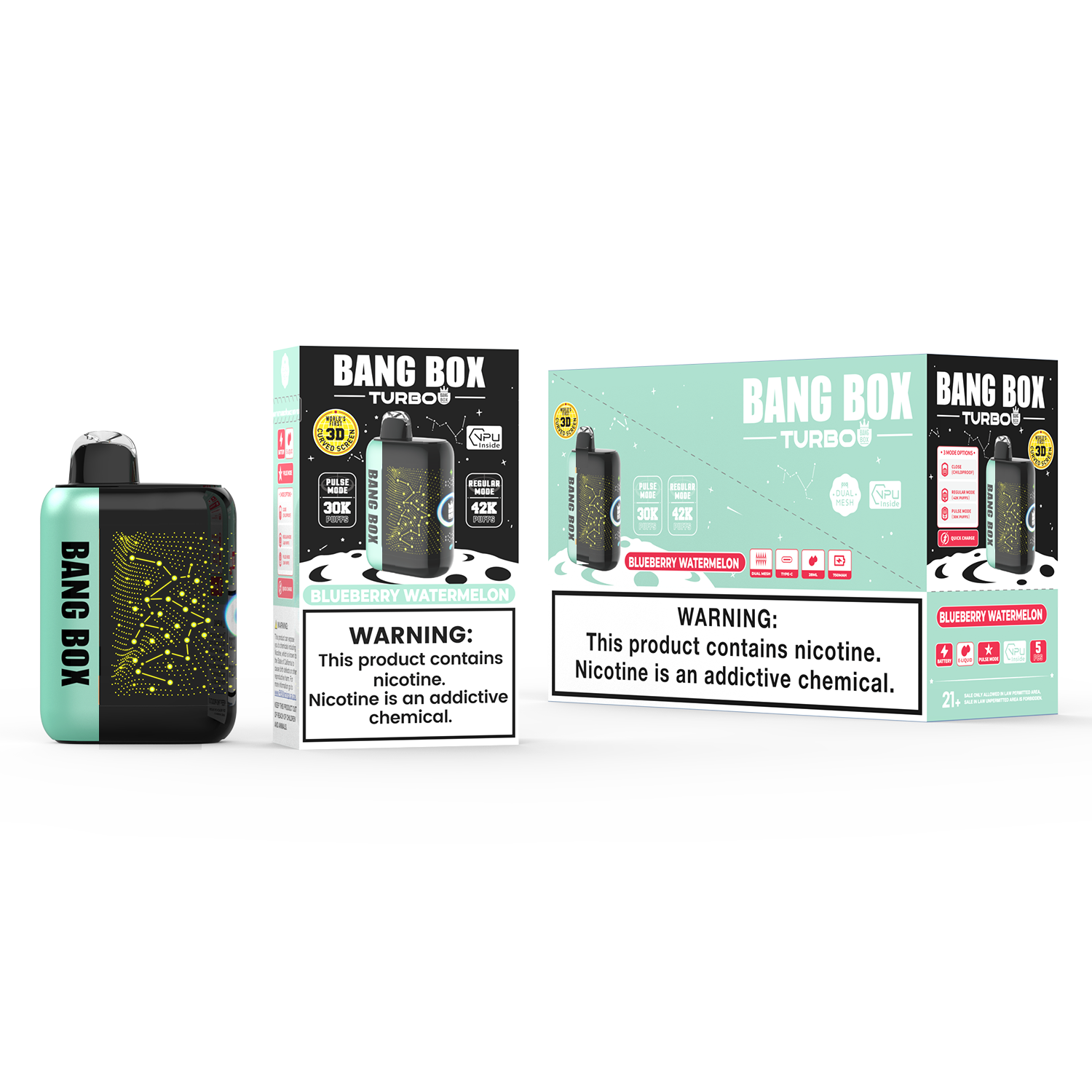 BANGBOX 42000 bouffées, jetables de type C, maille à double bobine, affichage de la batterie à l'huile, écran incurvé 3D, réalisation en Chine UE, marques de saveurs mélangées