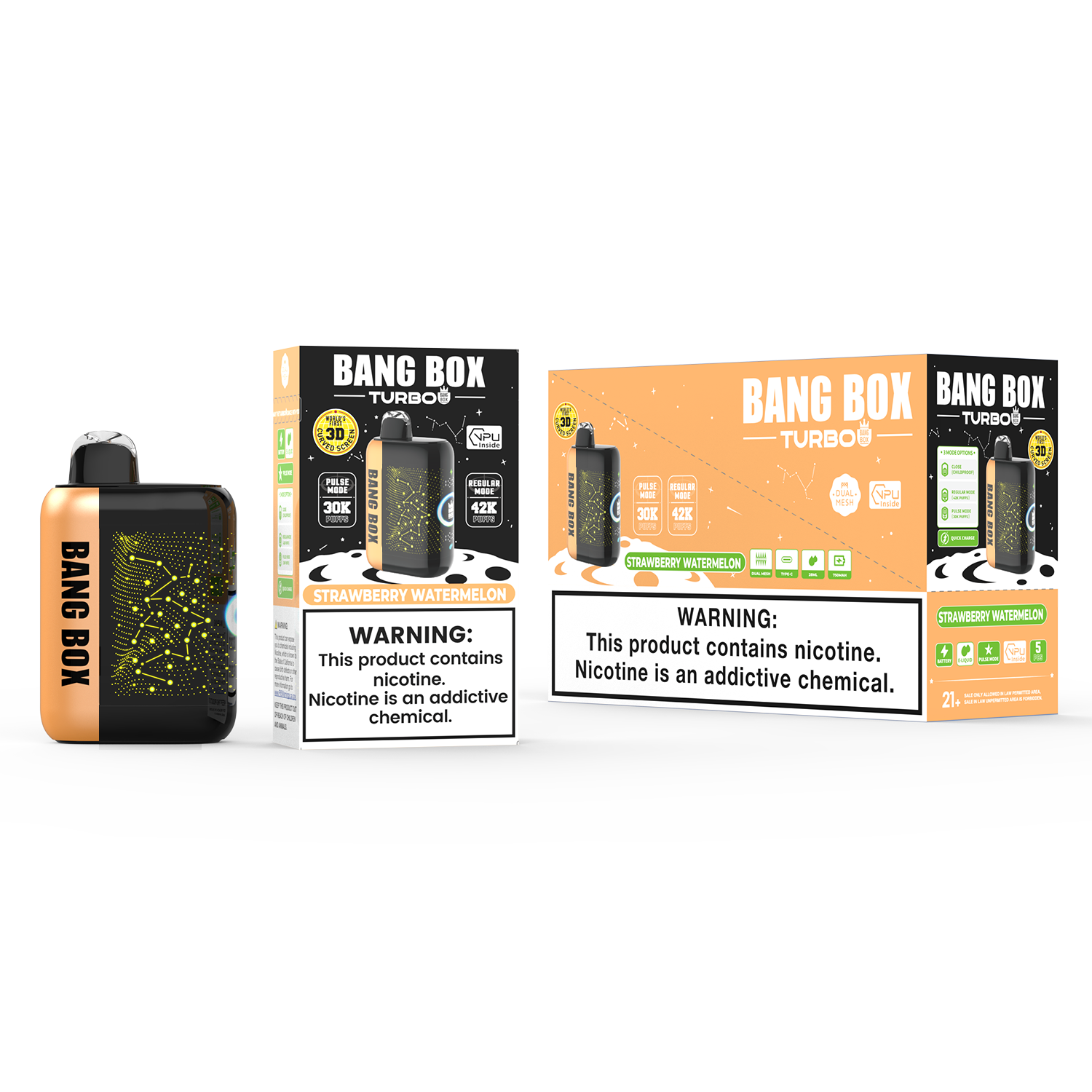 BANGBOX 42000 bouffées, jetables de type C, maille à double bobine, affichage de la batterie à l'huile, écran incurvé 3D, réalisation en Chine UE, marques de saveurs mélangées