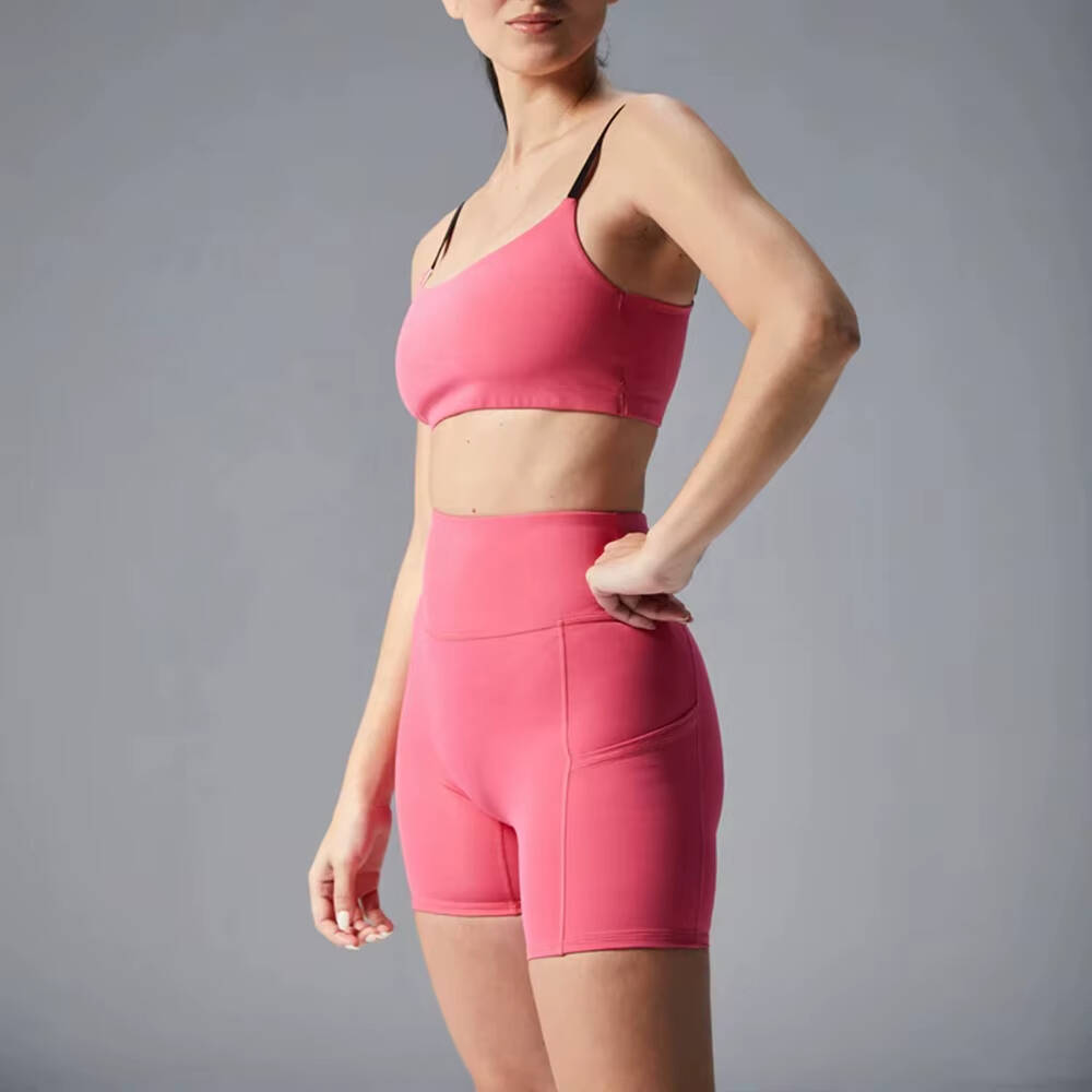Sustainable Pink Running Shorts with Zipper & Side Pockets | Stretchy & Comfortable for Women