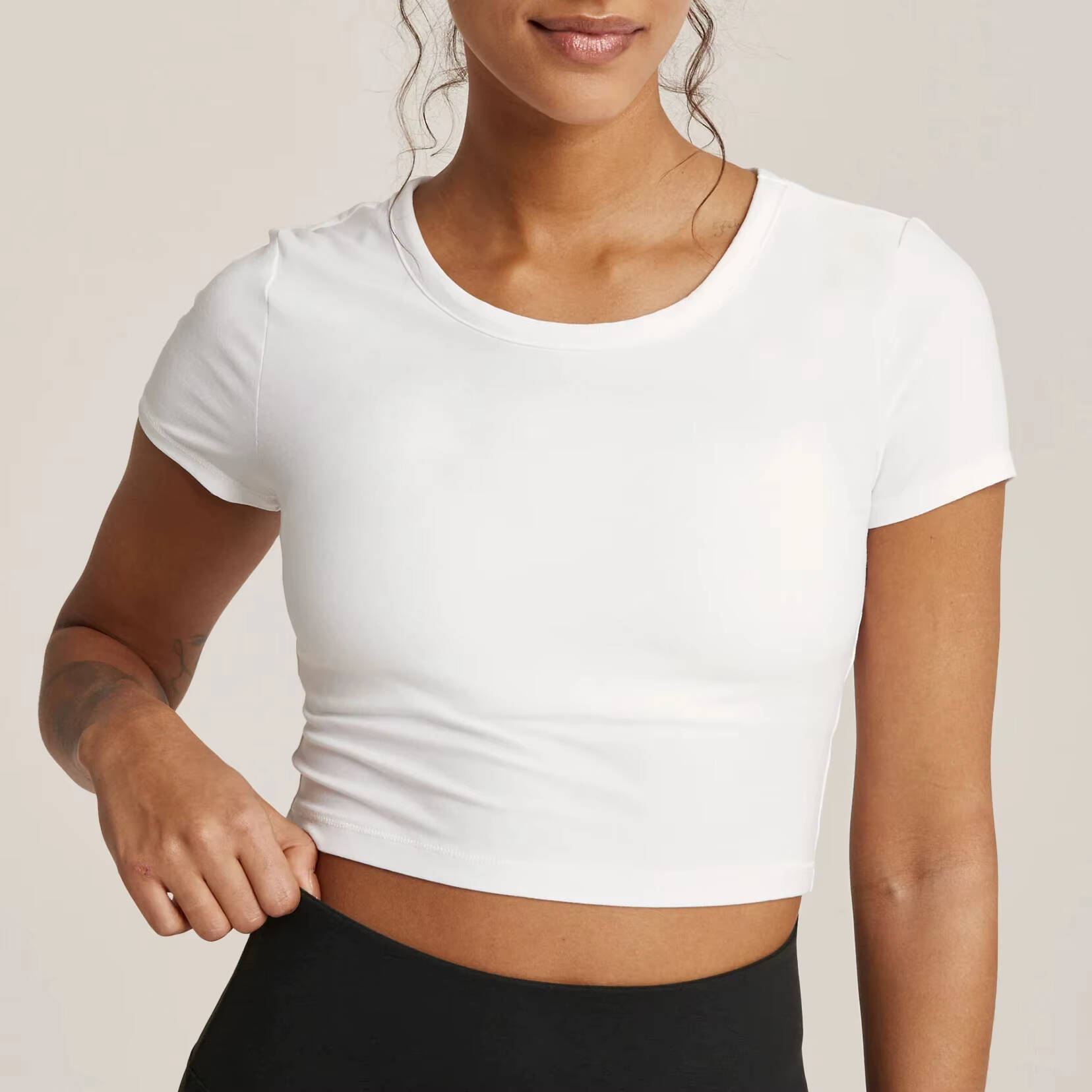 Custom Women’s Contrast Plaid Collar Crop Top | Quick-Dry Lightweight Active T-Shirt
