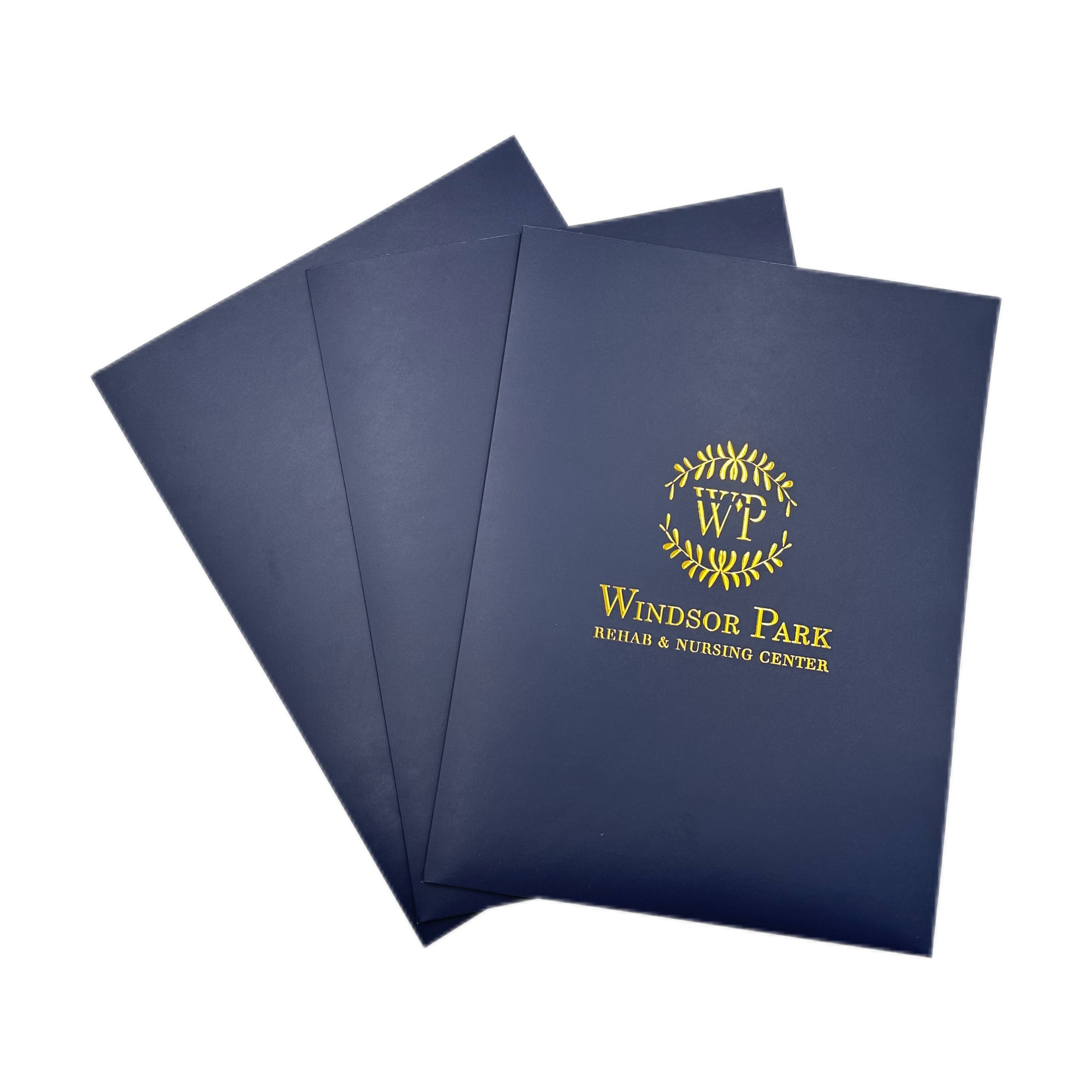 Presentation Folder with Gold Foil Stamping and Embossing