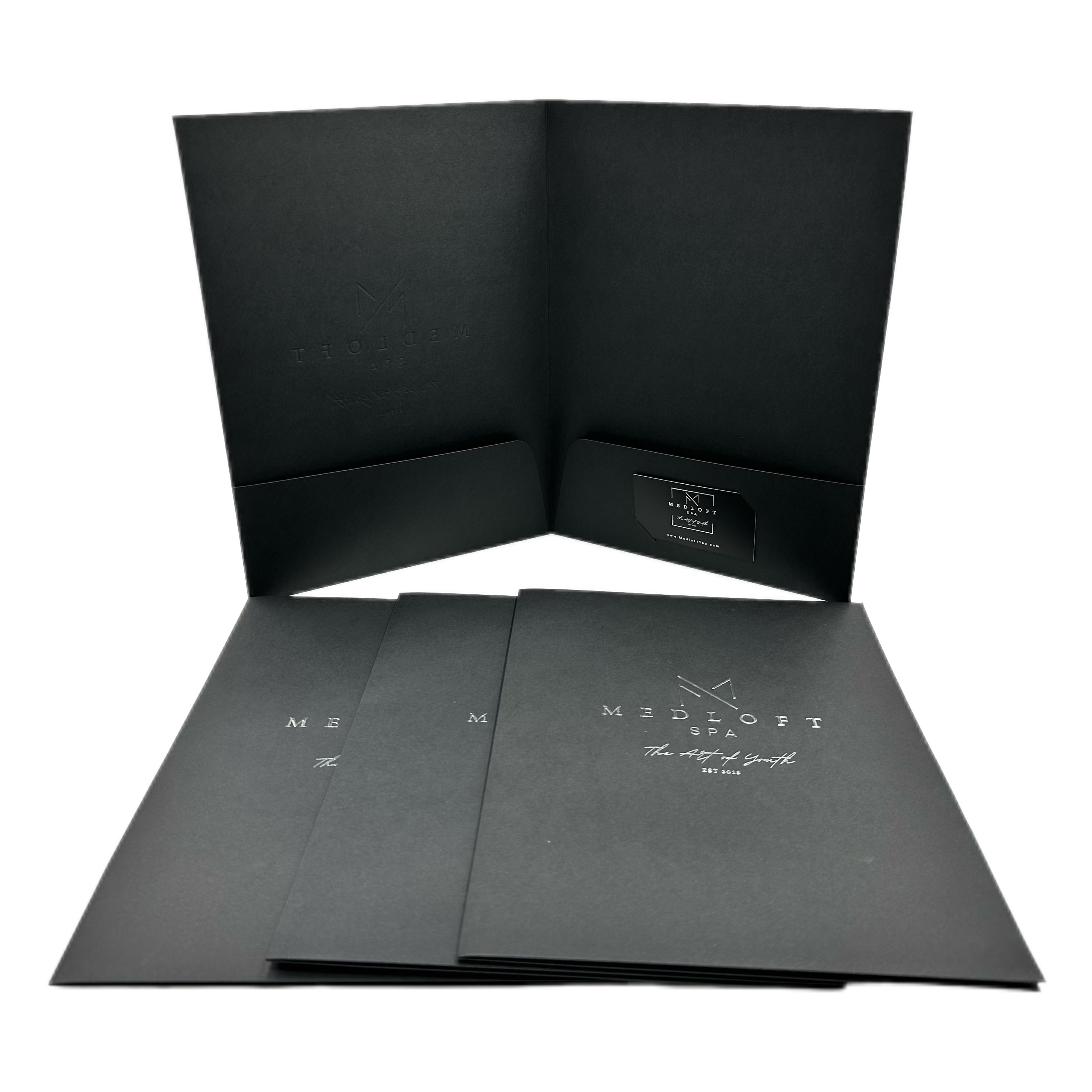 Black Card Paper with Silver Foil Stamping Folder