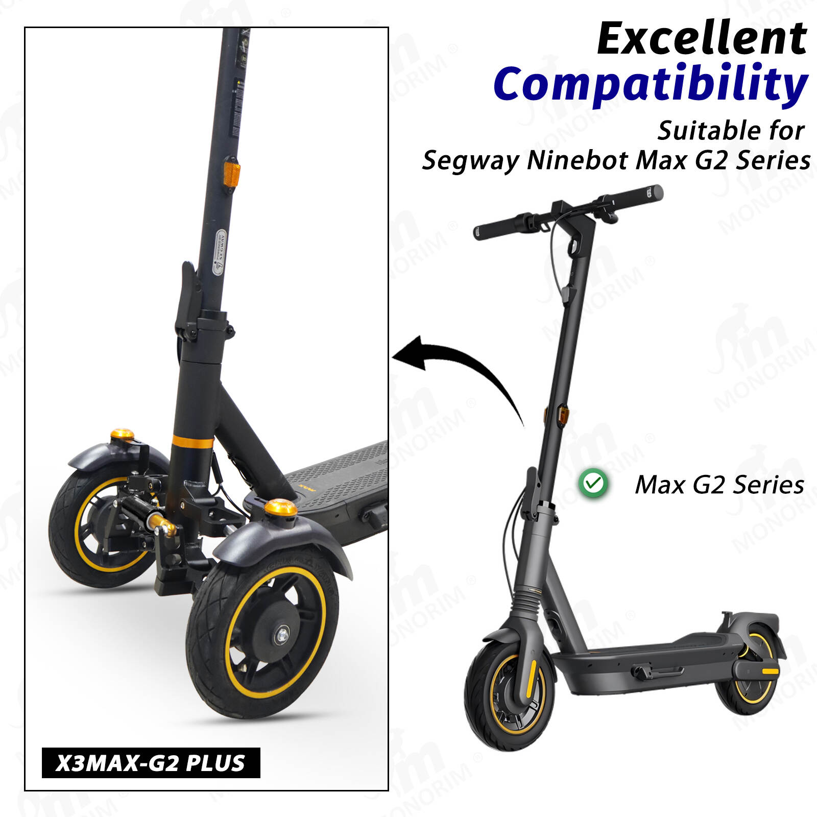 Monorim X3-Maxg2 Plus Air Abrouger για Segway G2/G2E/G65 Αναβάθμιση καινοτομίας Τρεις τροχοί/κιτ κατασκευής κινητήρα.