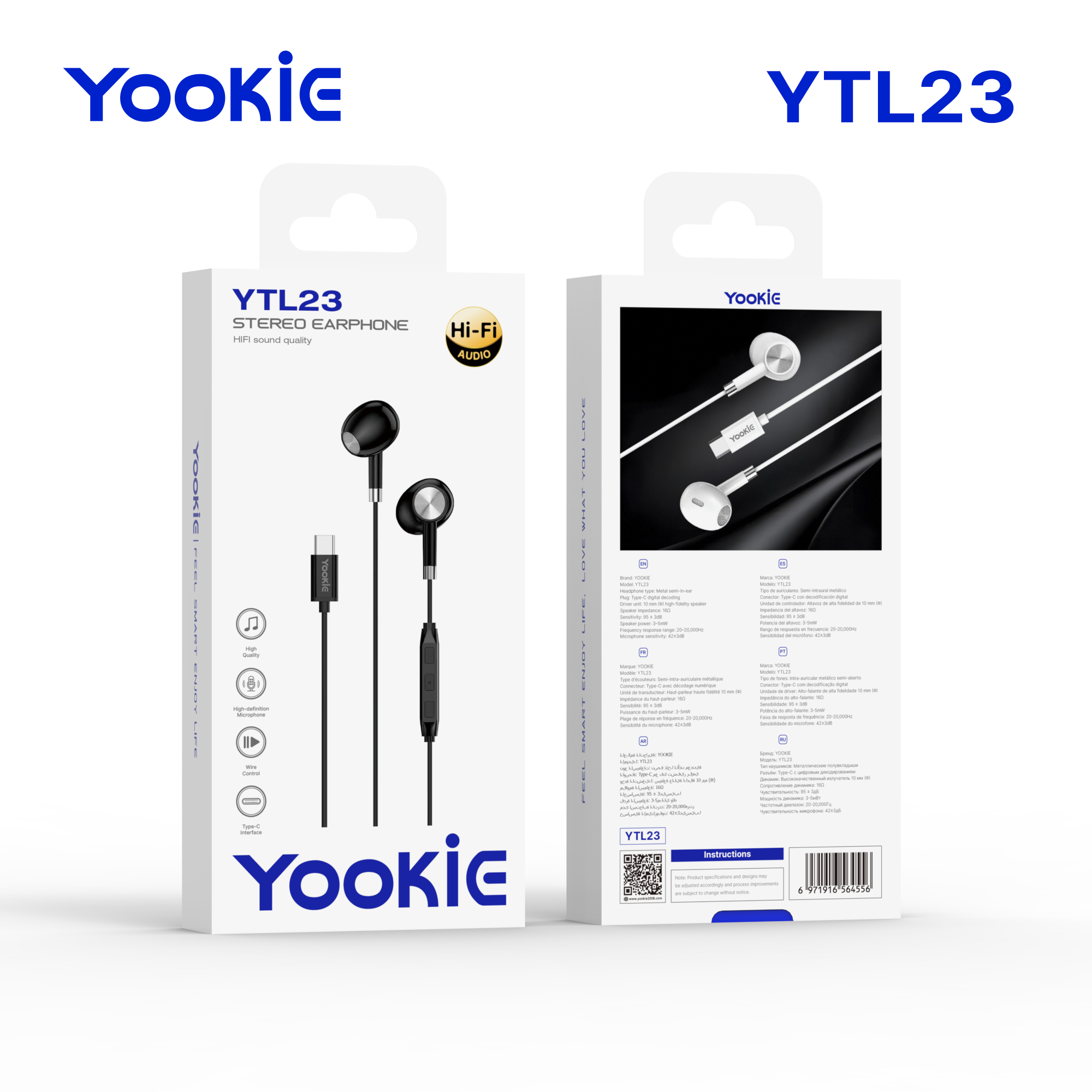 YOOKIE YTL23 Type-C Semi-In-ear Wired Earbuds