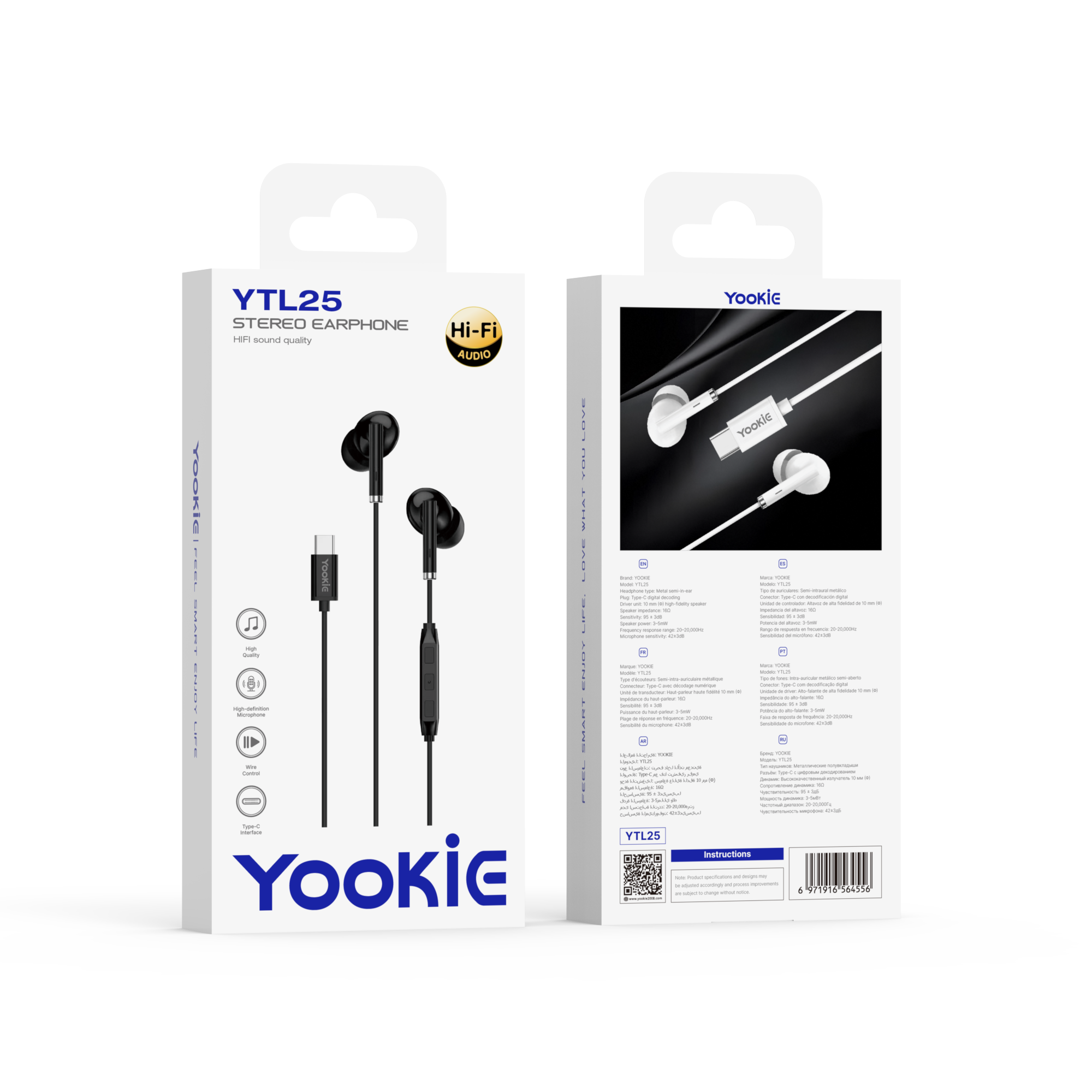 YOOKIE YTL25 Type-C Semi-In-ear Wired Earbuds