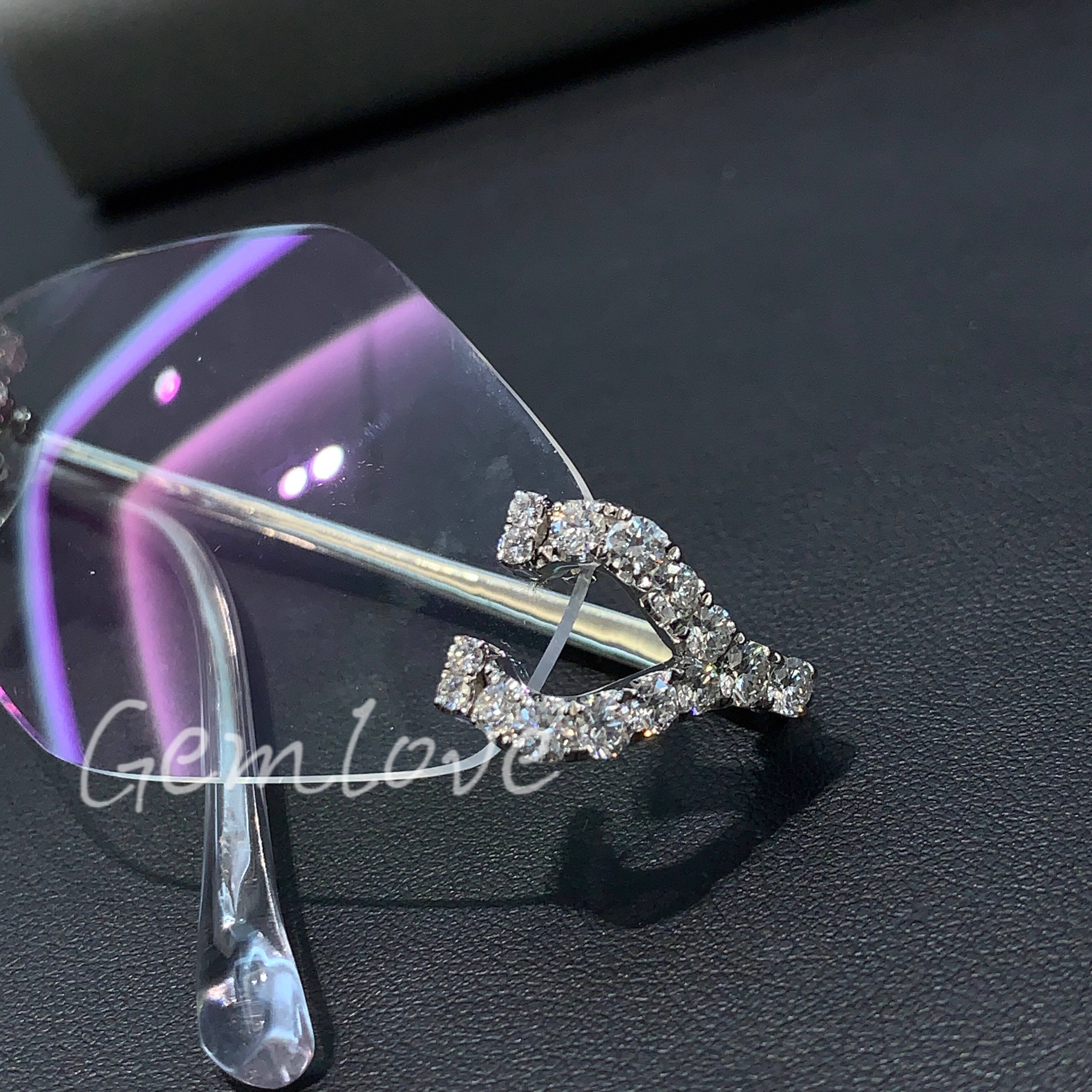 18K white lab-grown diamond bezel-less glasses