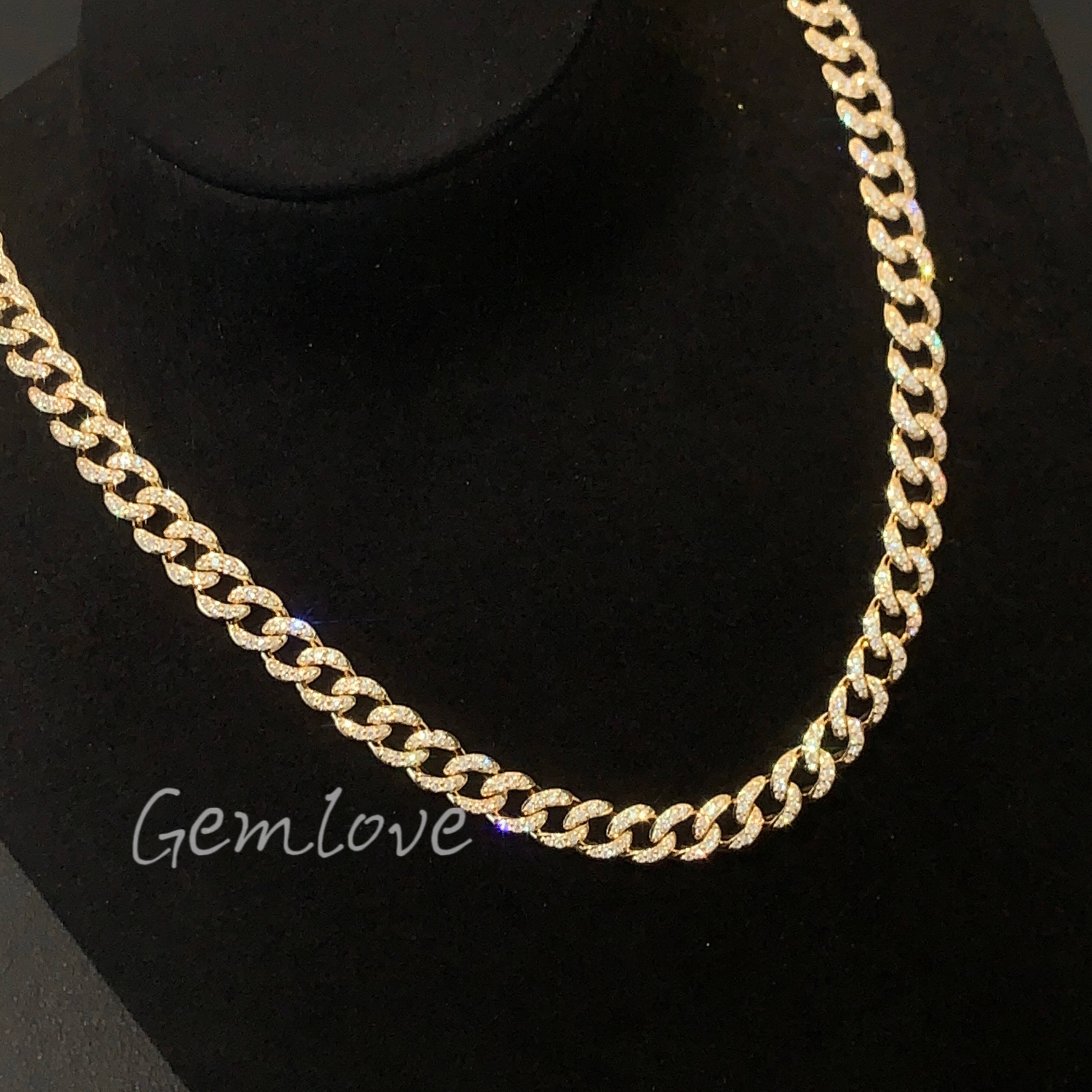 9k Yellow Cultivated Diamond Cuban Necklace