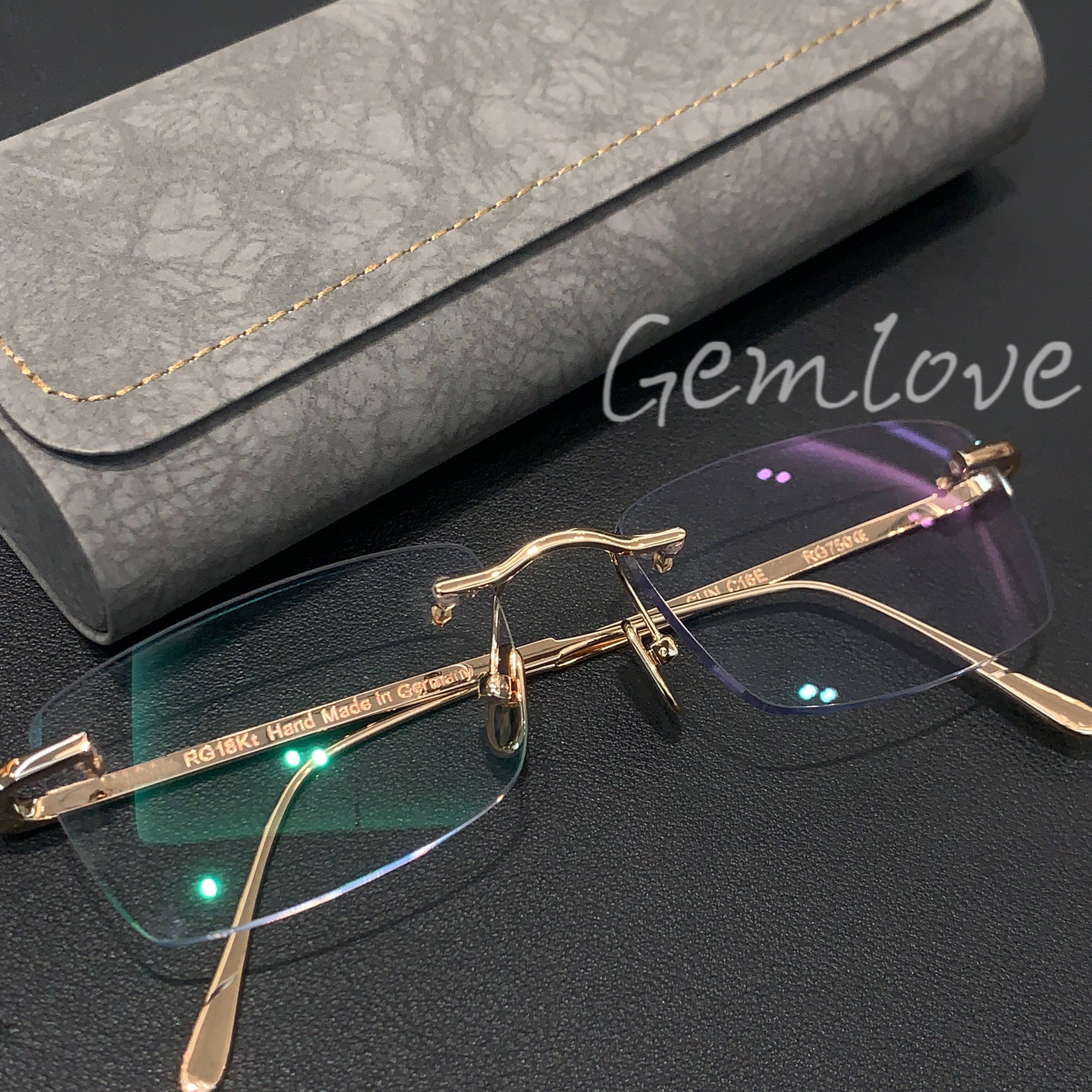 18k gold rimless glasses