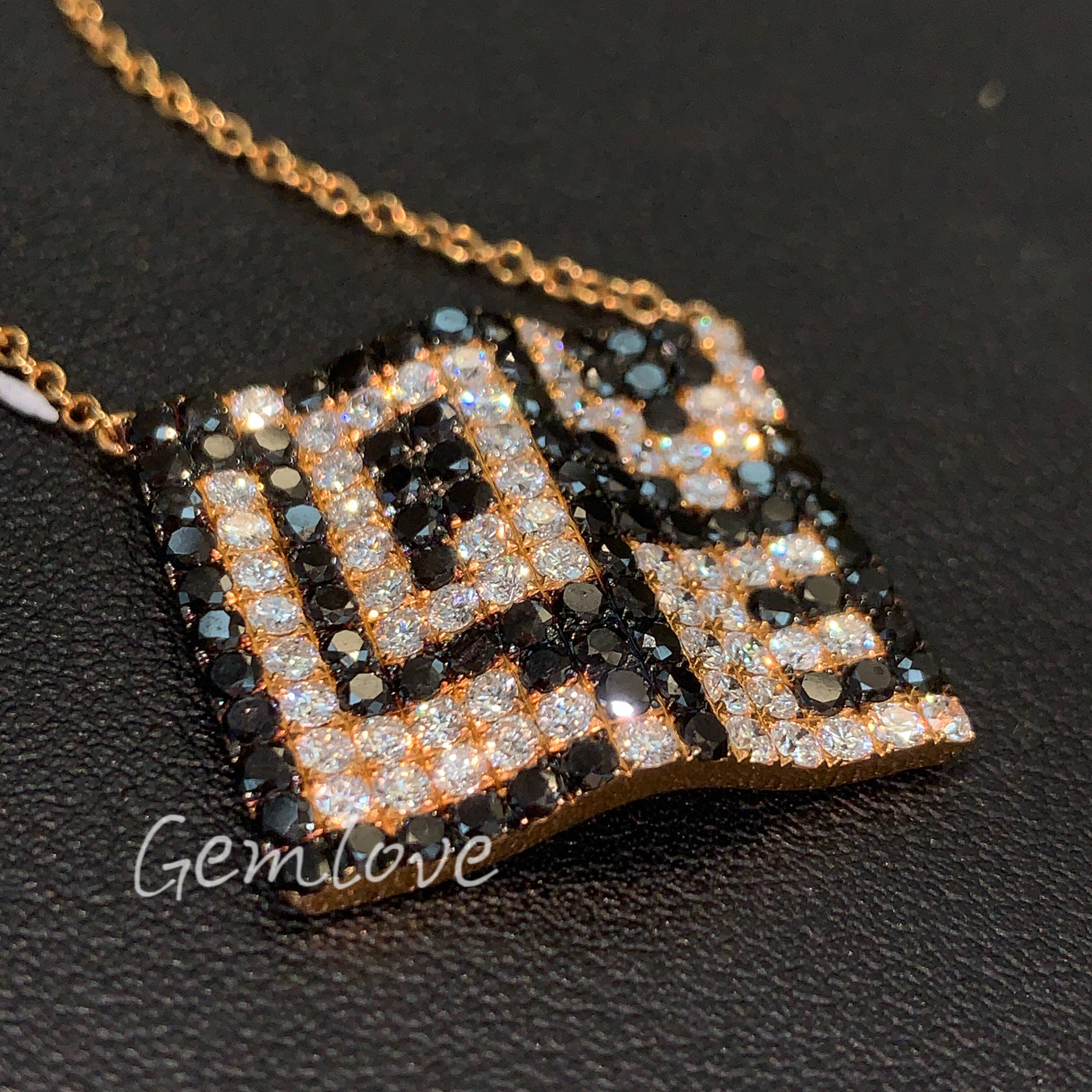 18k full-set natural diamond square necklace