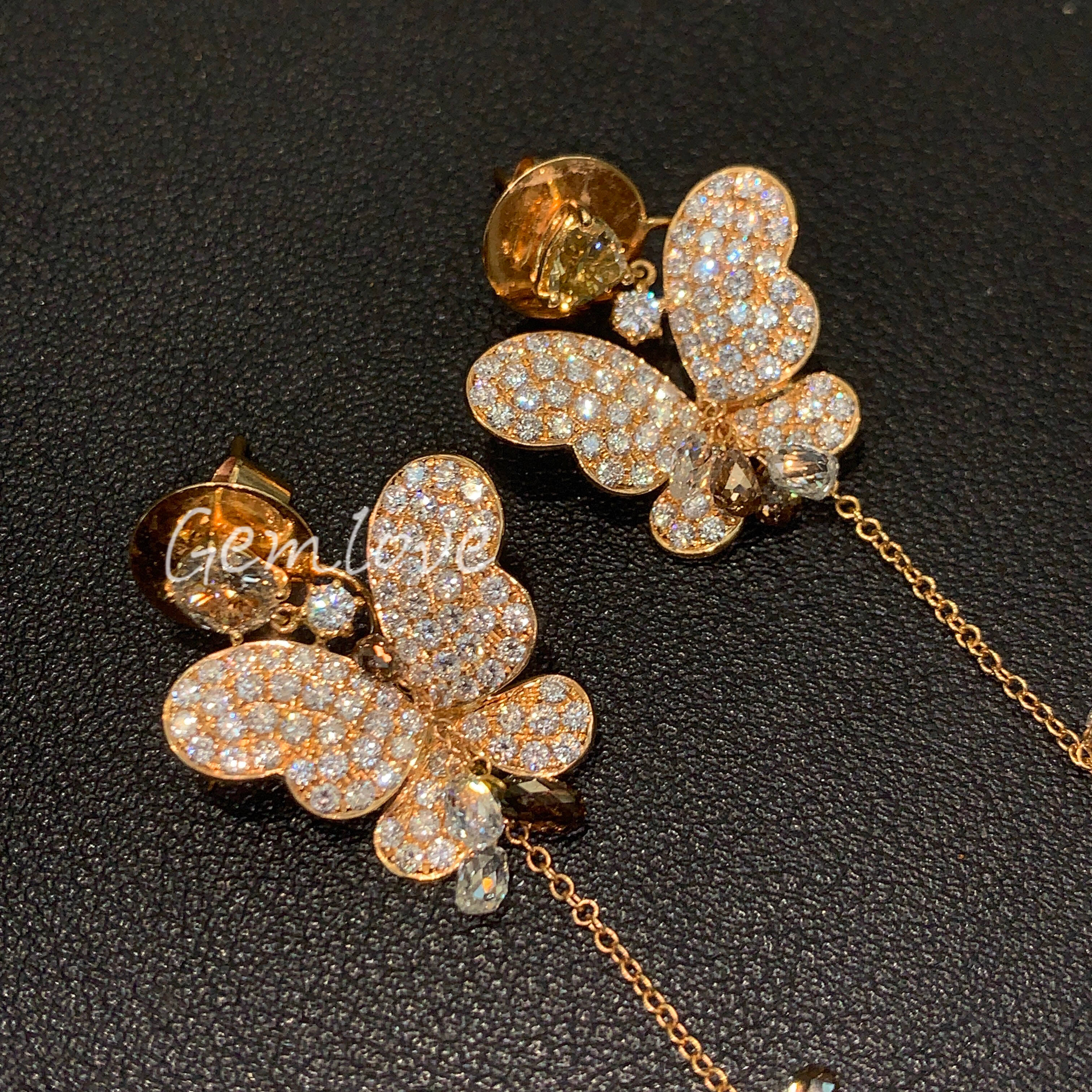 18K full-paved natural diamond butterfly earrings-copy