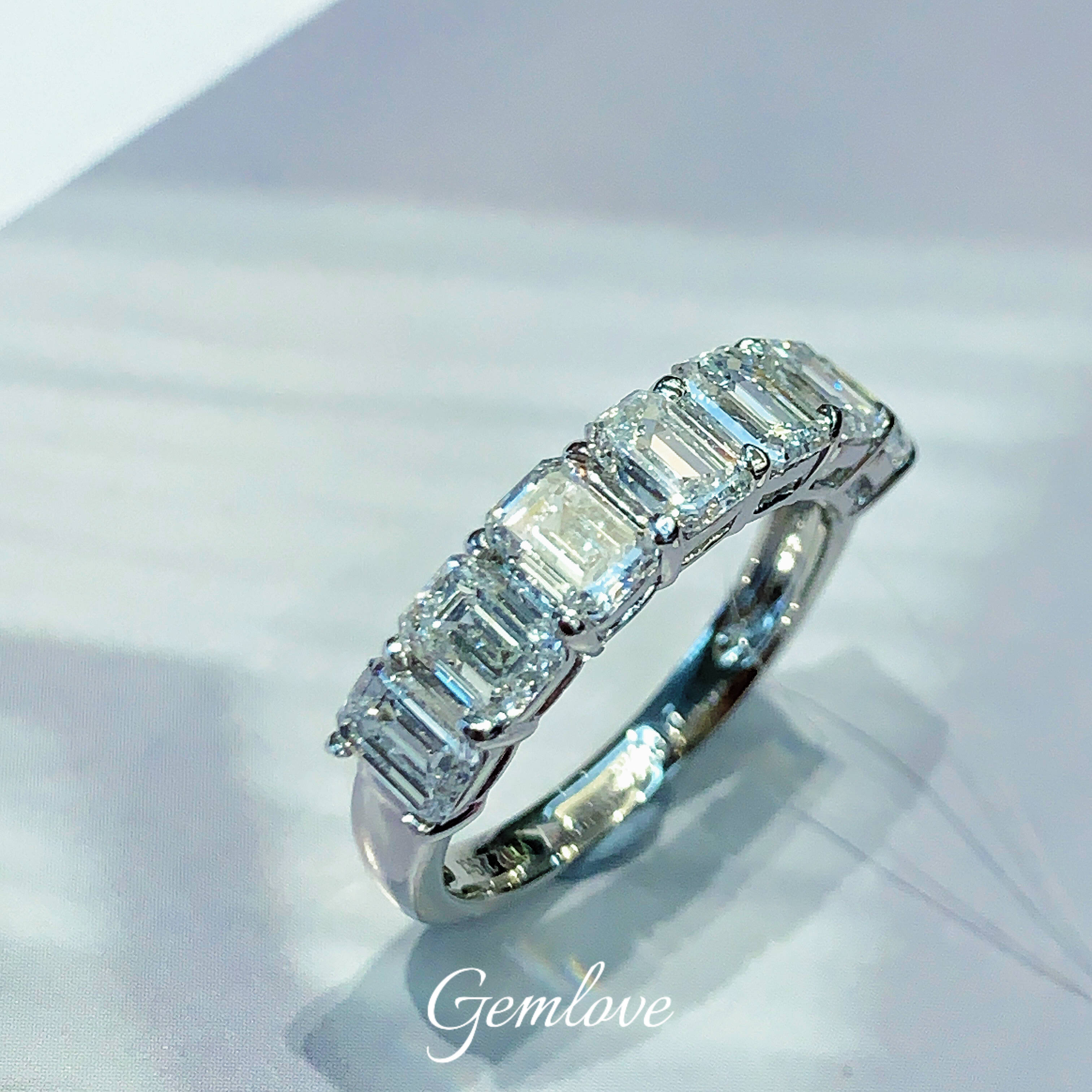 PT950 18k White Gold laboratory-grown diamond Seven Block Ring