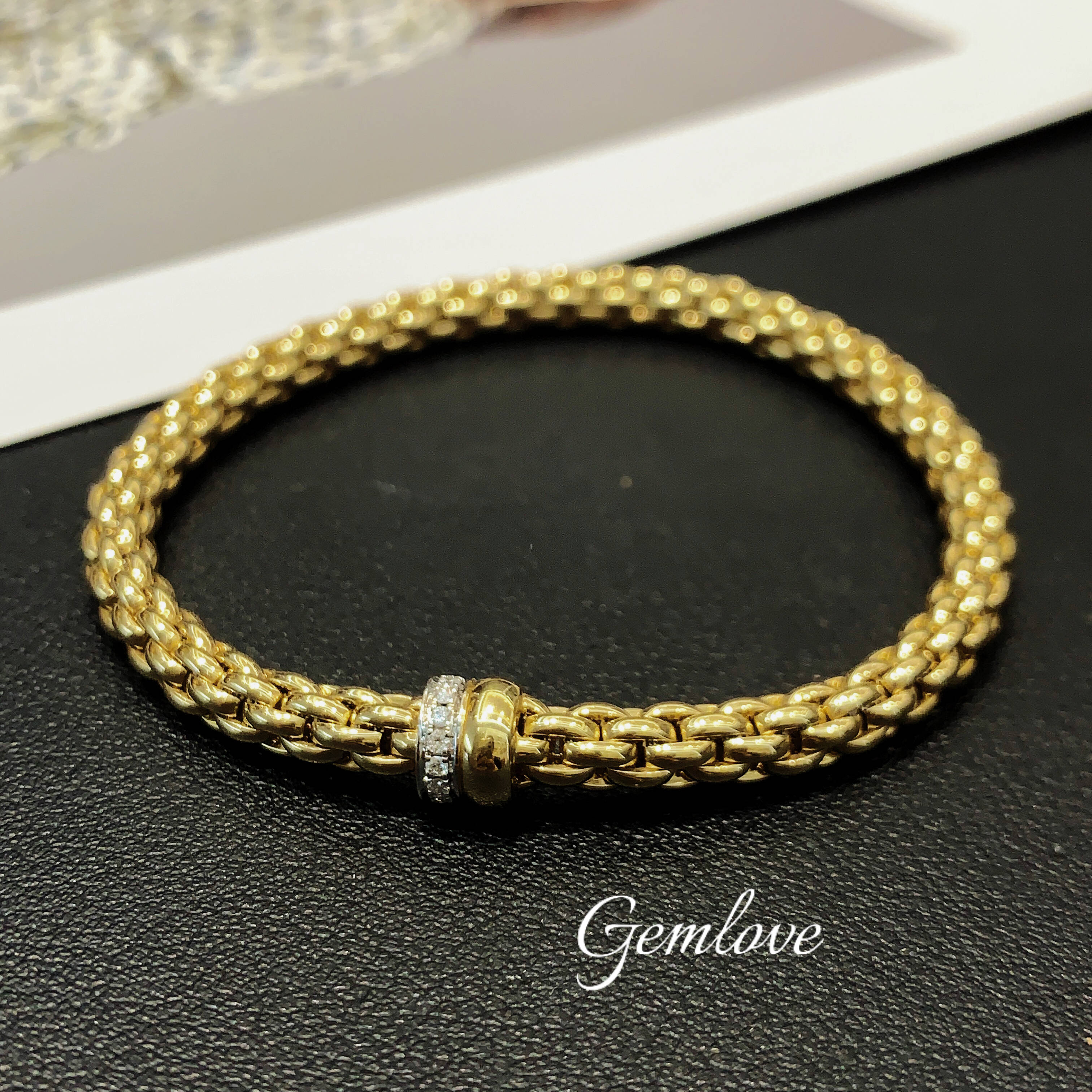 18k Gold Lab-Grown Diamond Woven Bracelet