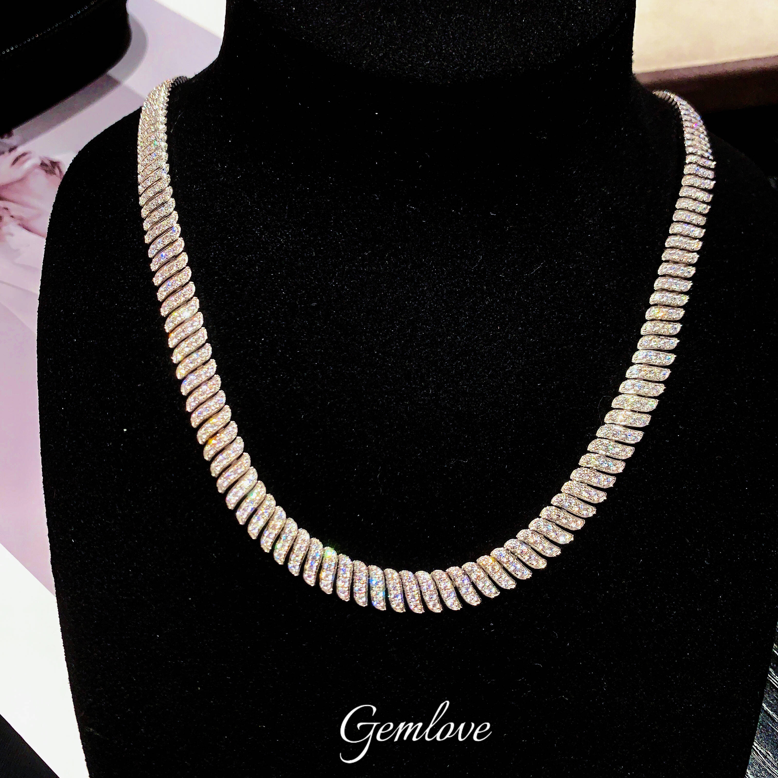 18k White Gold laboratory-grown diamond Full Diamond Necklace