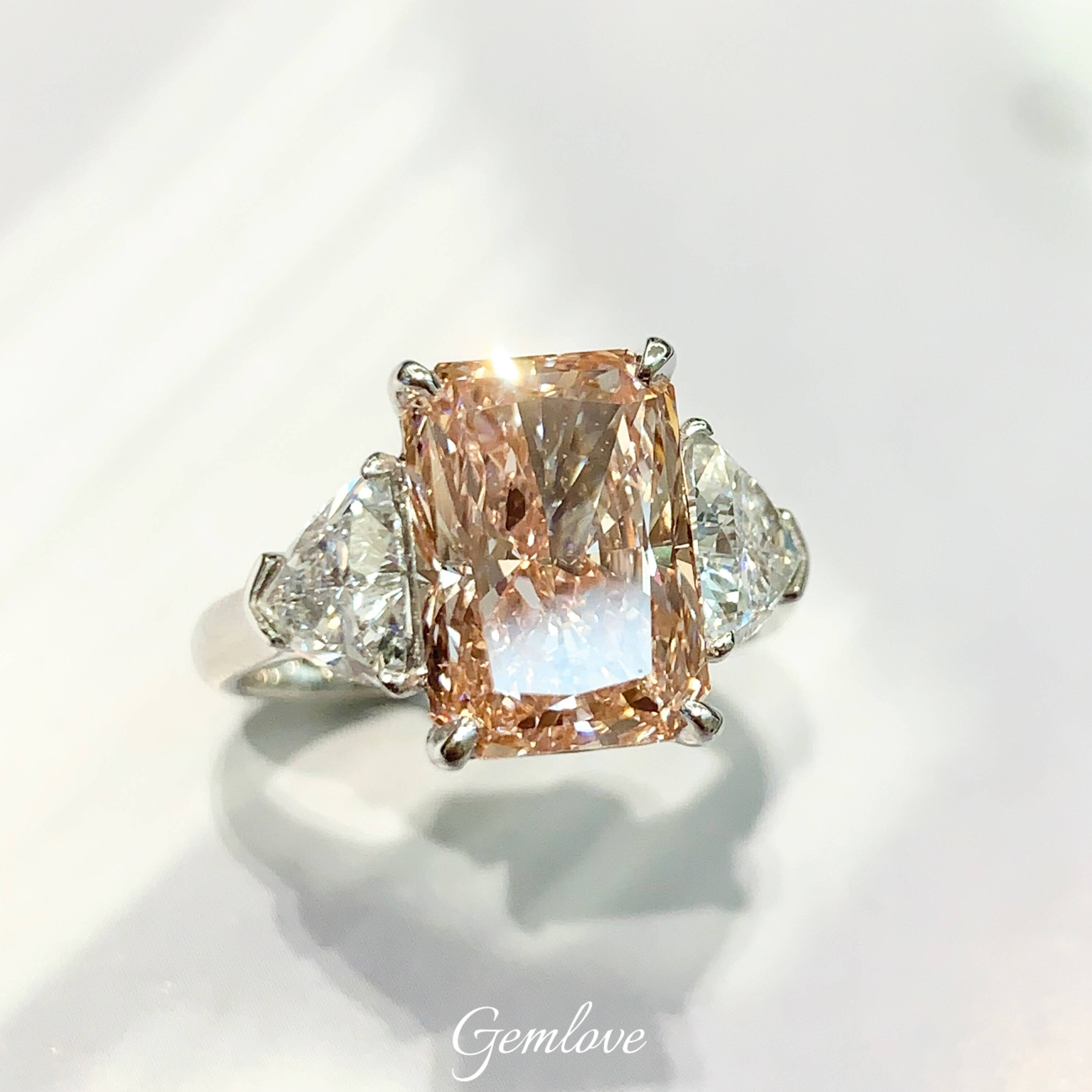 18k rose gold and platinum lab-created diamond ring,