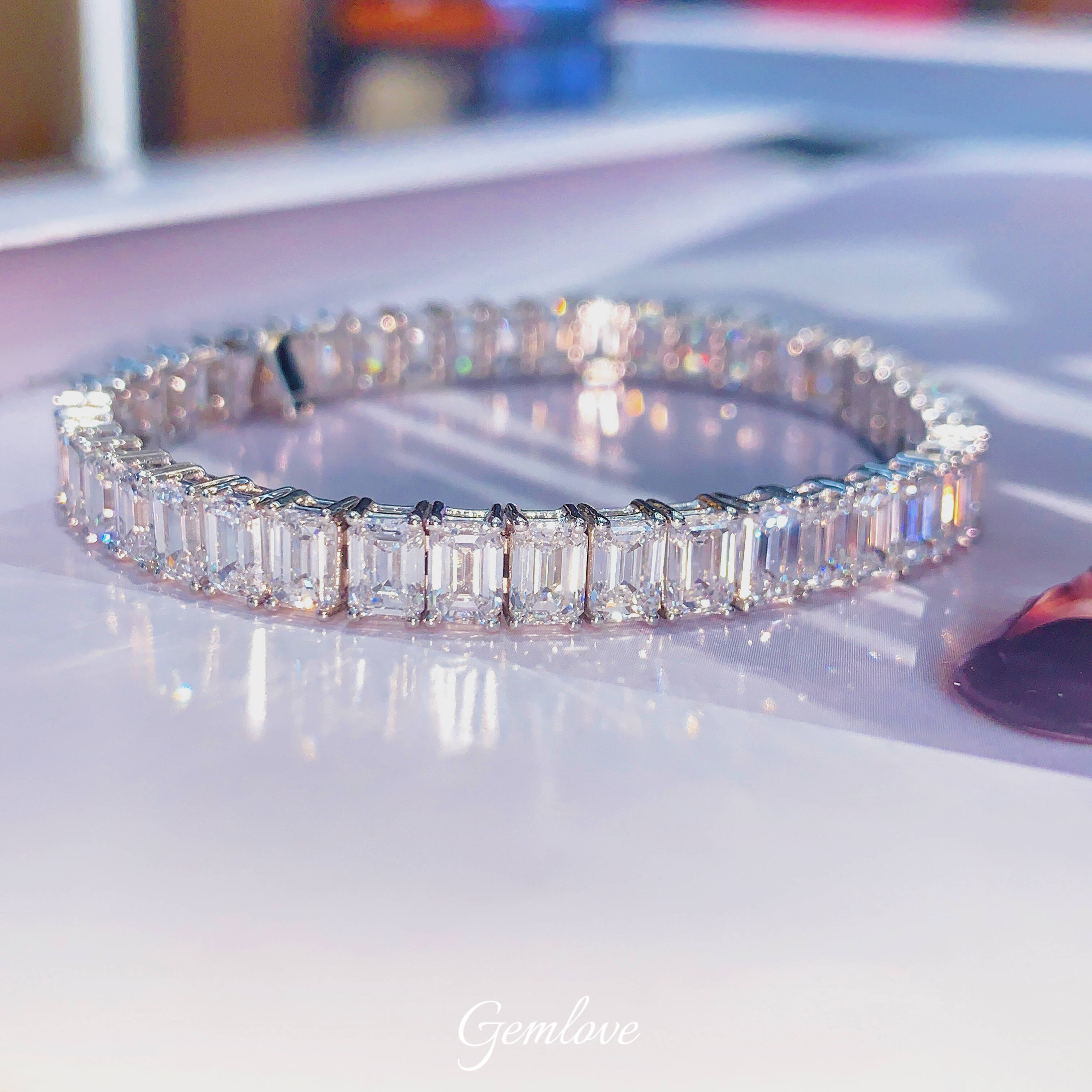 18k white gold and platinum 950 laboratory diamond bracelet