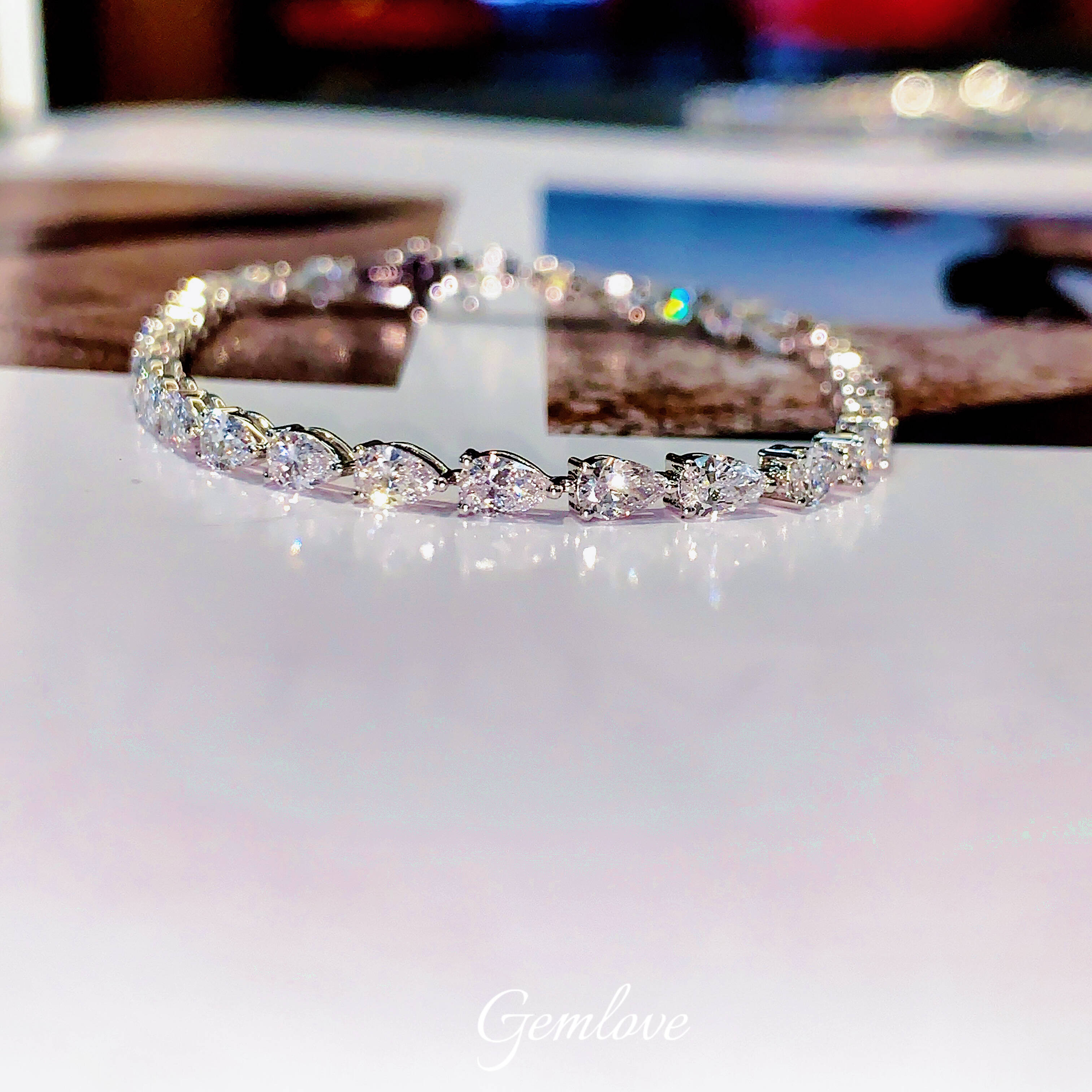 18k white gold and platinum 950 laboratory diamond bracelet