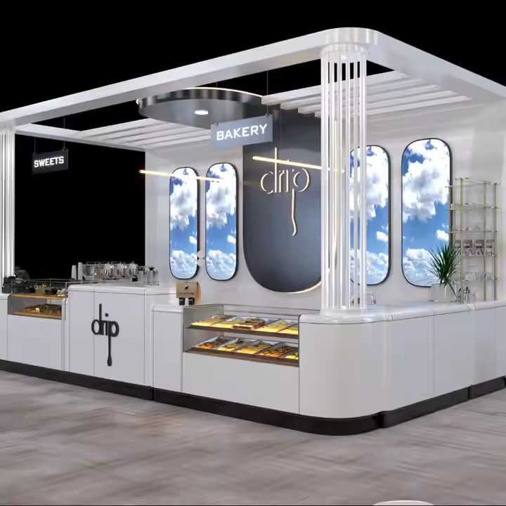 Modern Sweet Bar Counter Dessert Shopping Mall Custom Wooden Coffee Shop Kiosk Bar Furniture