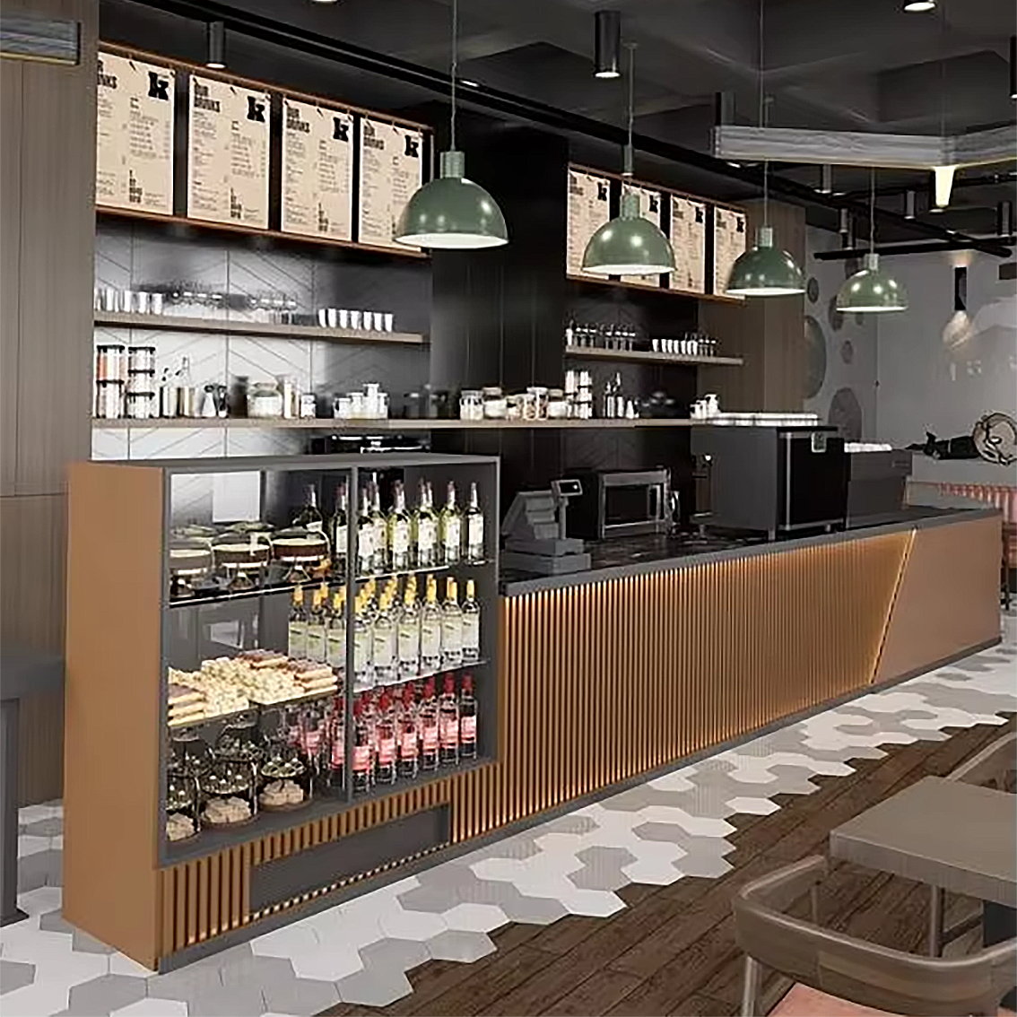 coffee shop cabinet；coffee kiosk；cafe decoration；coffee shop equipment