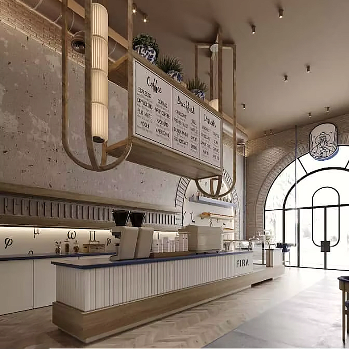 Light Luxury French Style Bakery Shop Interior Decor Glass Display Cabinet Wall Shelf Whole Shop Display Fixtures