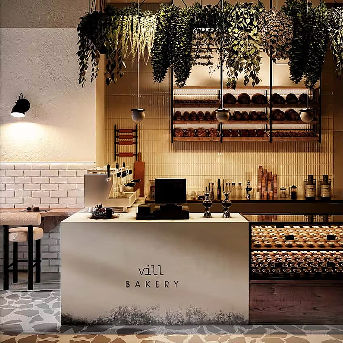 Light Luxury French Style Bakery Shop Interior Decor Glass Display Cabinet Wall Shelf Whole Shop Display Fixtures
