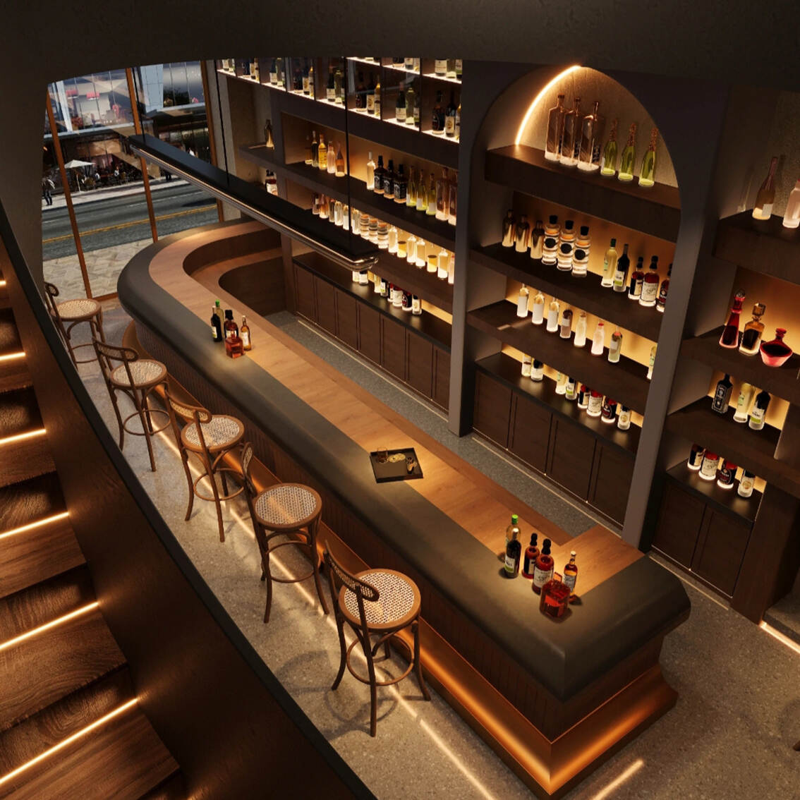 Modern Luxurious Interior Decoration Lounge Bar with Marble Night Club Design With Led Light  Pub bar Counter