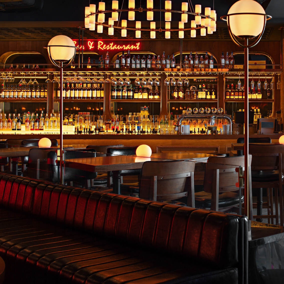Modern Luxurious Interior Decoration Lounge Bar with Marble Night Club Design With Led Light  Pub bar