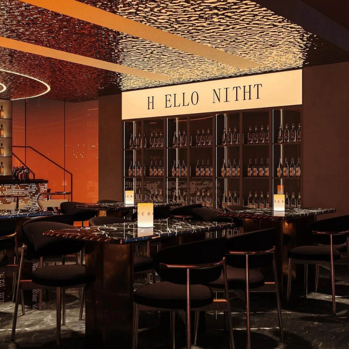 Modern Luxurious Interior Decoration Lounge Bar with Marble Night Club Design With Led Light  Pub bar
