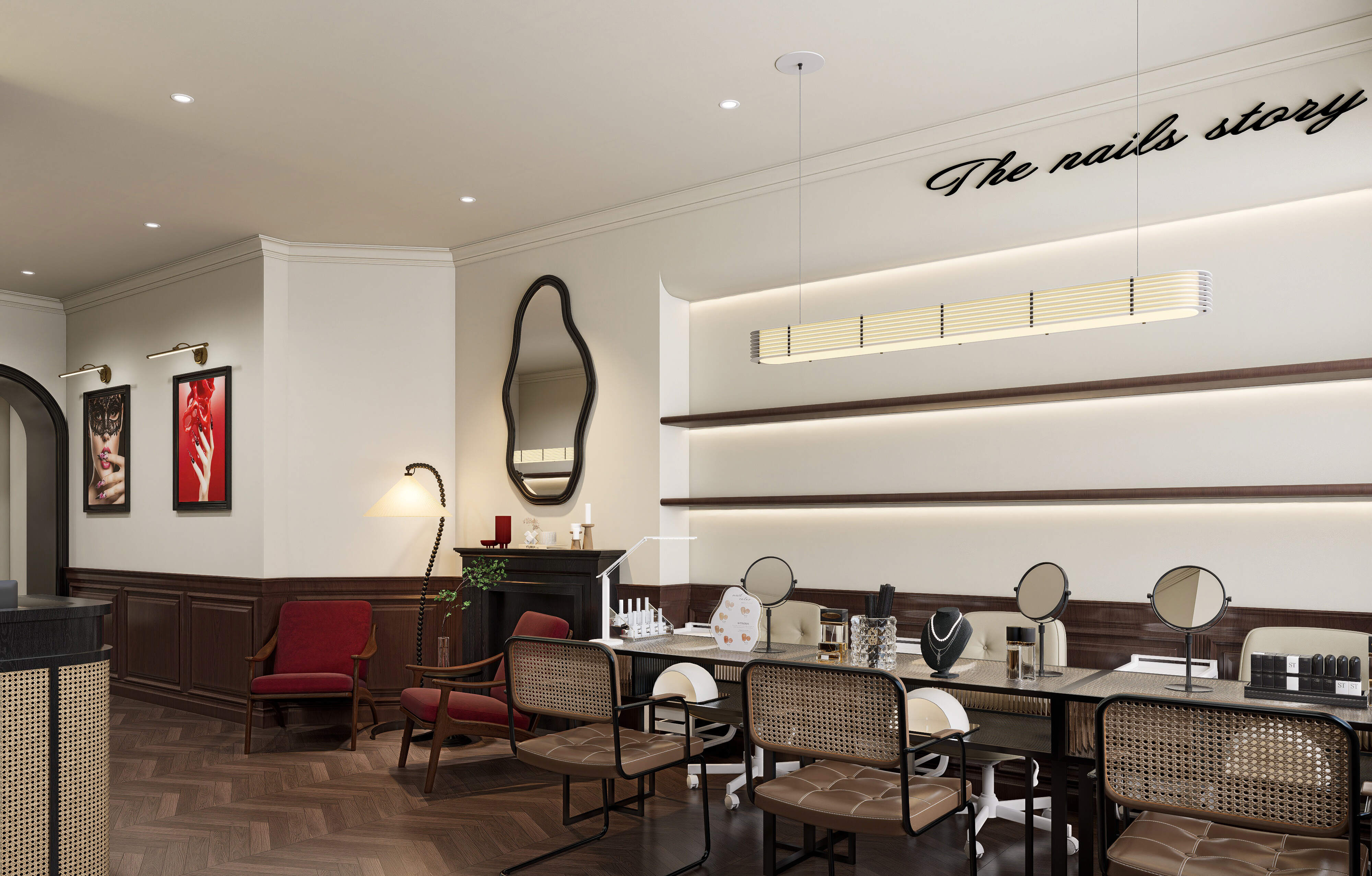Beauty Salon;Nail Salon;Customized;Interior Decoration