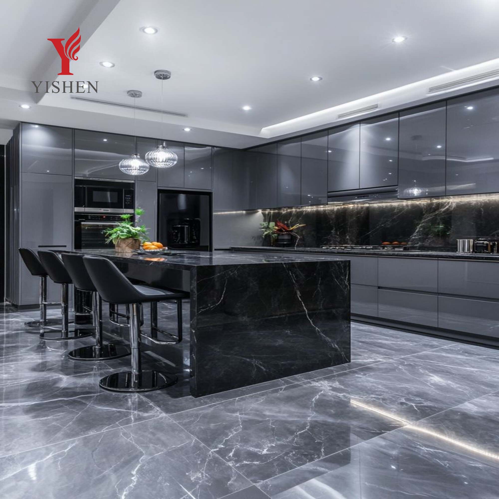 Contemporary Design Luxury Aluminium Kitchen Cabinet Furniture Set