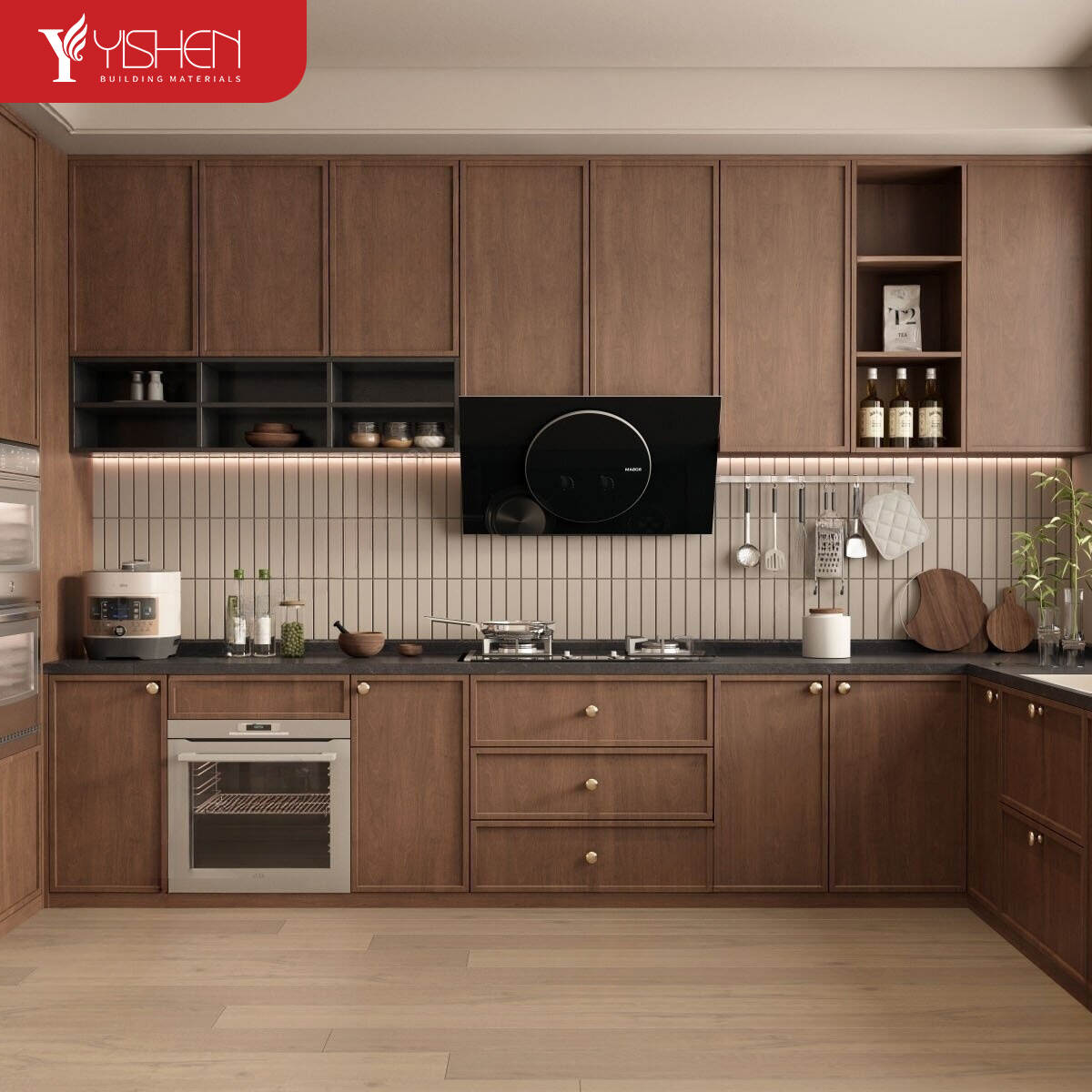 Modern Wooden Kitchen Cabinet Furniture Modular Pantry Cupboard