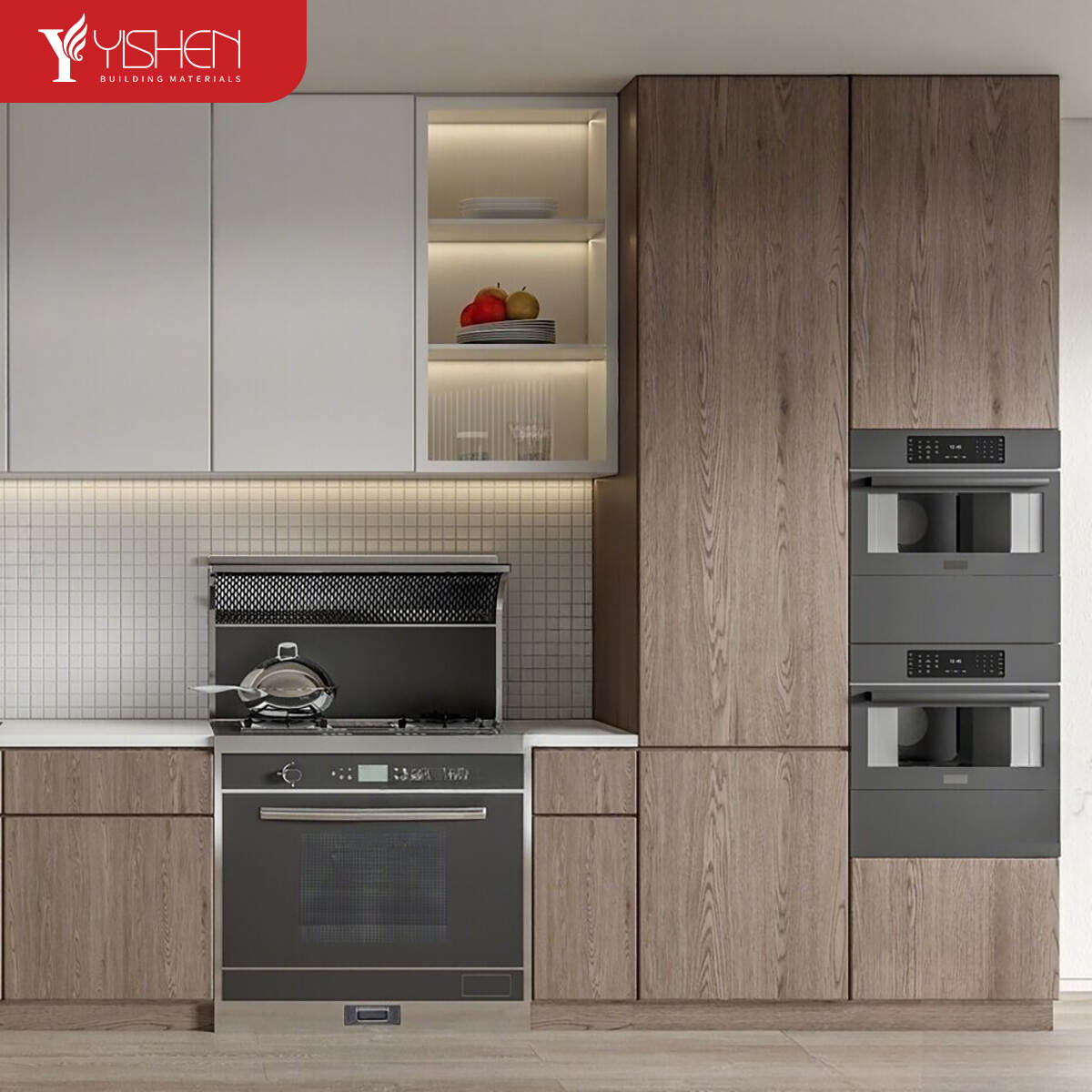 Modern Style kitchen Cupboard Furniture Wooden Cabinet Set