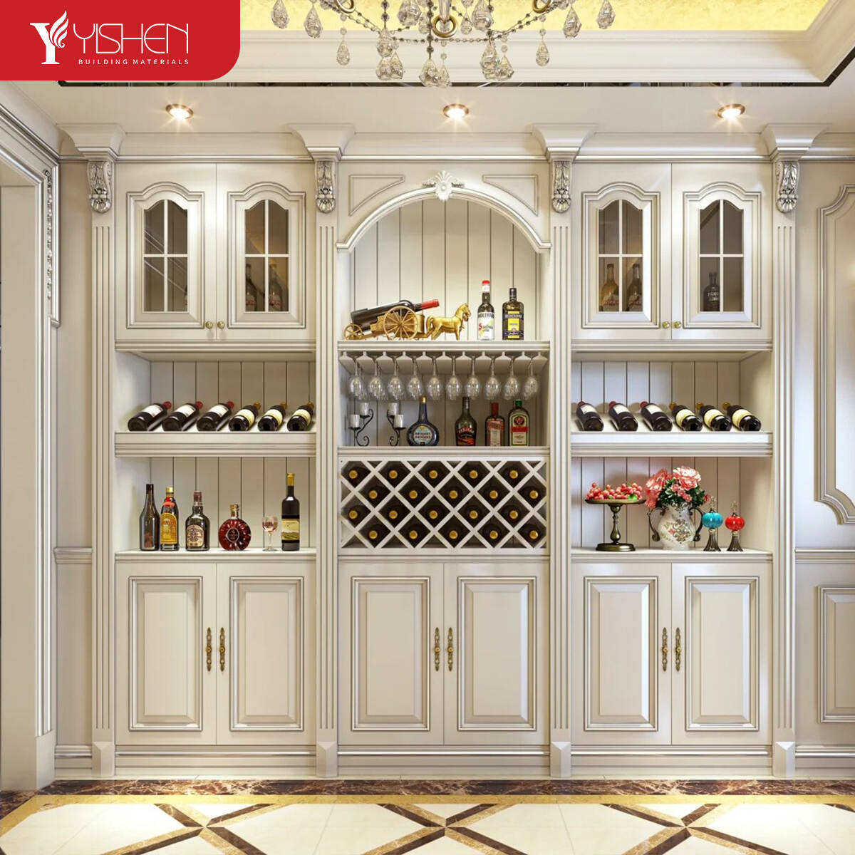 Premium Elegant Solid Wood Wine Cabinet Storage