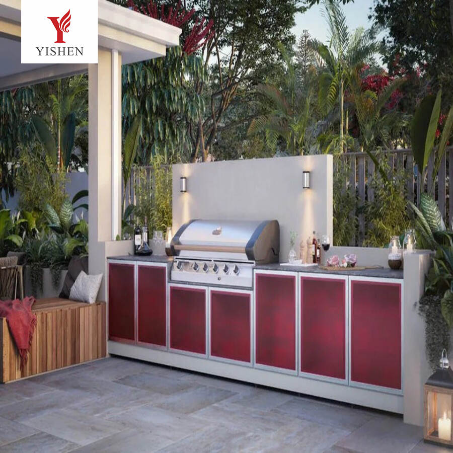 Luxury Outdoor BBQ Grill Kitchen Cabinet With Sink And Drawers