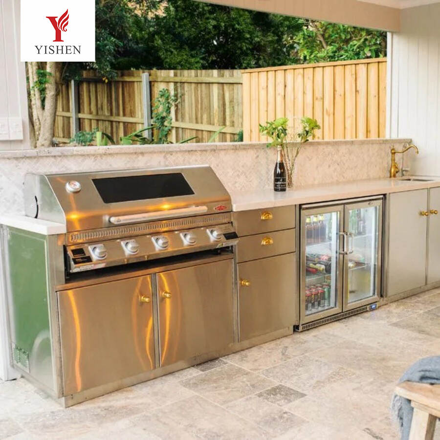 304 Stainless Steel Outdoor BBQ Kitchen Cabient With Island