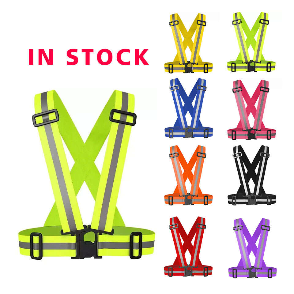 Fluorescent Reflective Belts Hi Vis 4cm Width Adjustable Sport Running Safety Vest Belt for Night Jogging