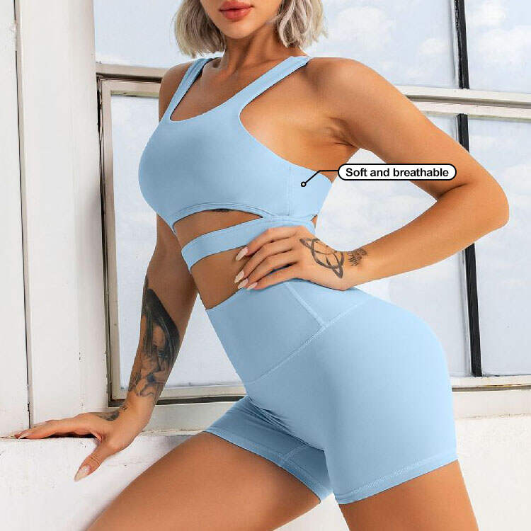 Yoga Wear Set Sports Bra Biker Shorts Custom Logo