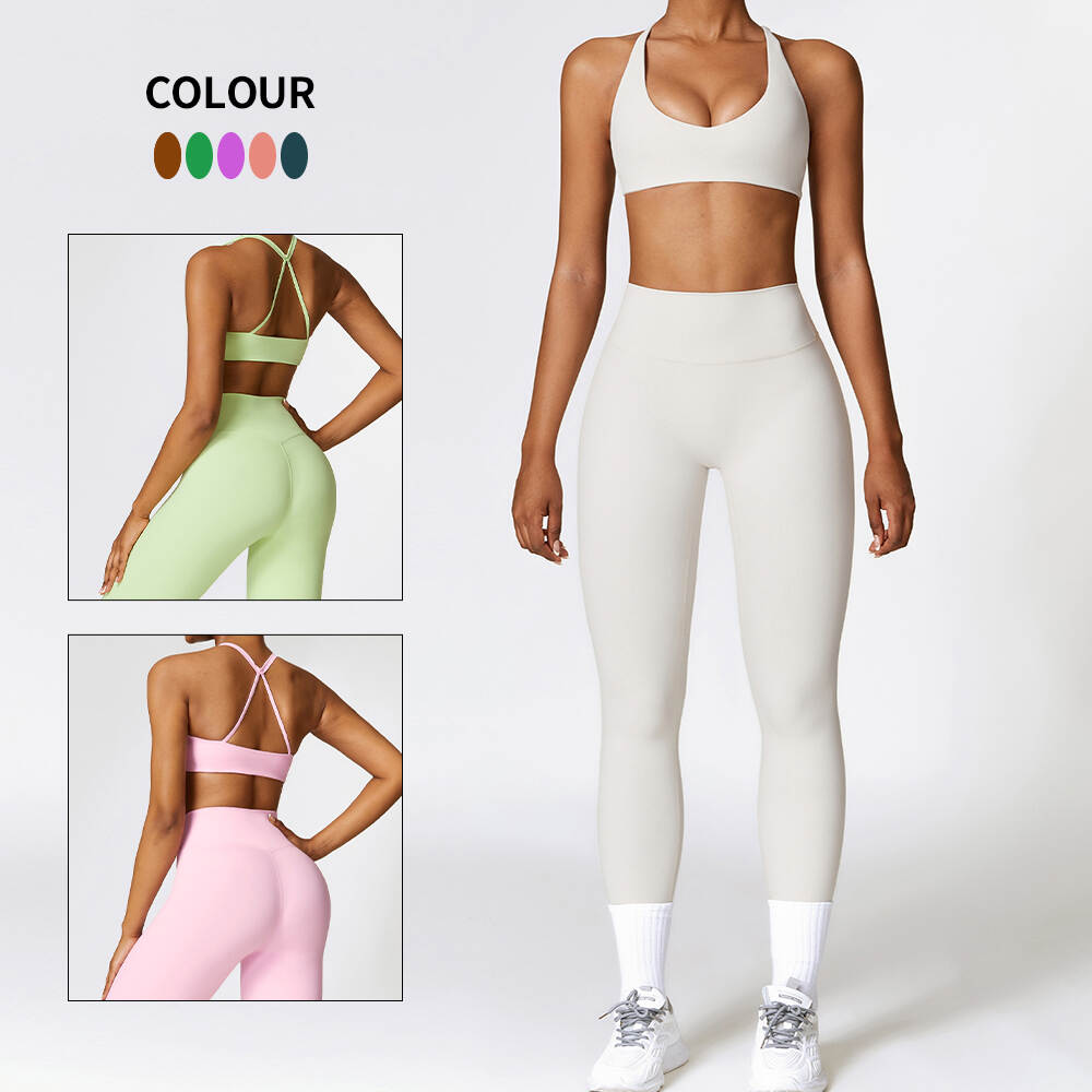 Women Yoga Wear Set Sports Bra Biker Leggings Custom Logo