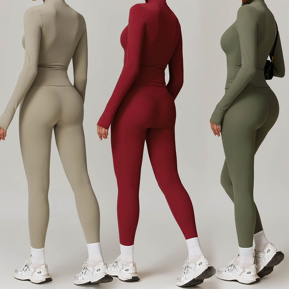 Women Long Sleeve Half Zipper Jackets Bodysuit Activewear Jumpsuits Custom Logo
