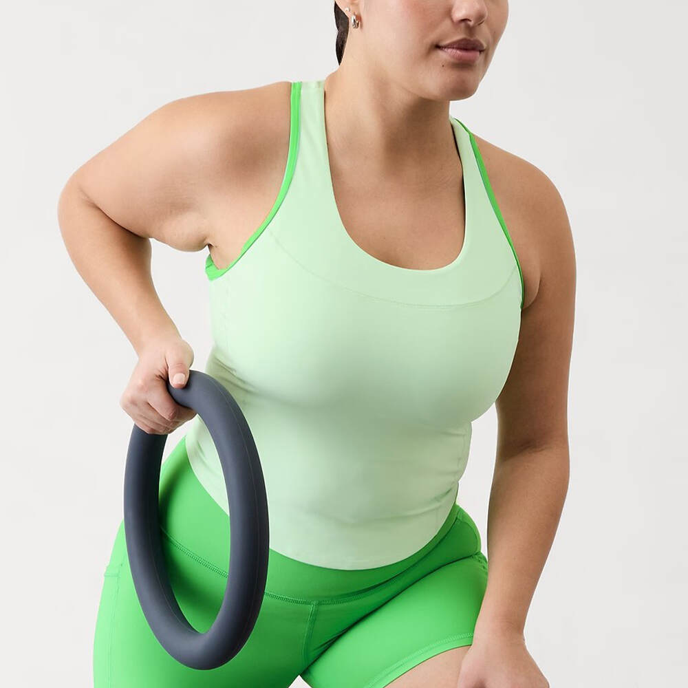 Women Green Soild Crew Neck Tank Top Yoga Wear Activewear Custom Logo