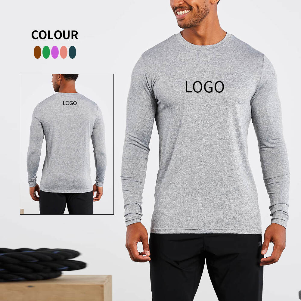 Men's Long Sleeve Breathable Workout Top Men Gym Clothes T-shirt Custom Logo