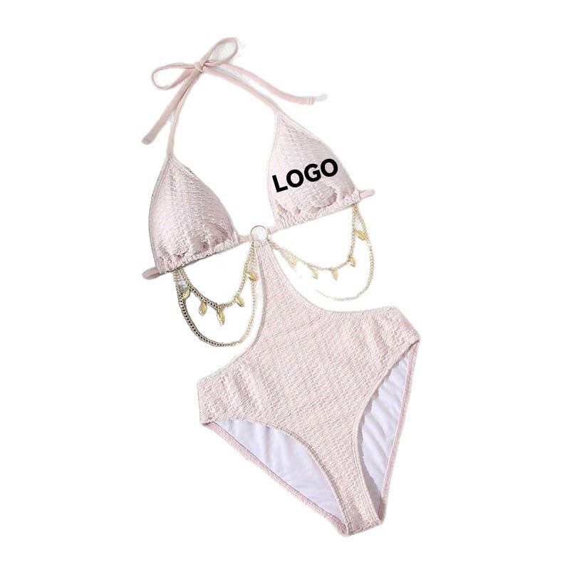2025 New Special Fabric Bikini One Piece Solid Color Swimsuit Sexy Backless Swimwear