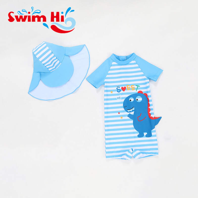 New 2024 Children's One-piece Swimsuit Boys Swimsuit Sun Block Quick-drying Kid Swimwear